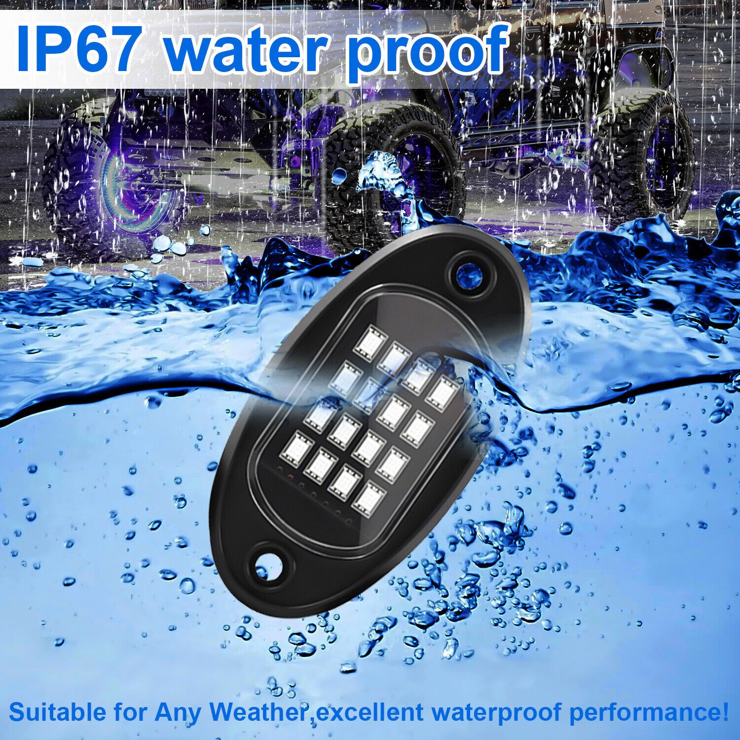 8Pods RGB LED Rock Lights Offroad Music Wireless Bluetooth Underglow Neon Lights