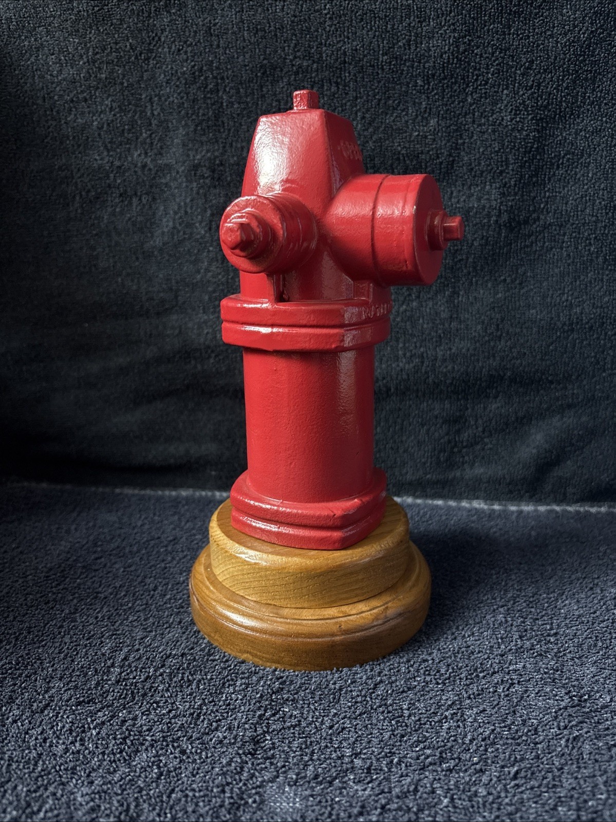Vintage Fire Hydrant Waterous Desktop Heavy Metal Salesman Sample Wood Base Red
