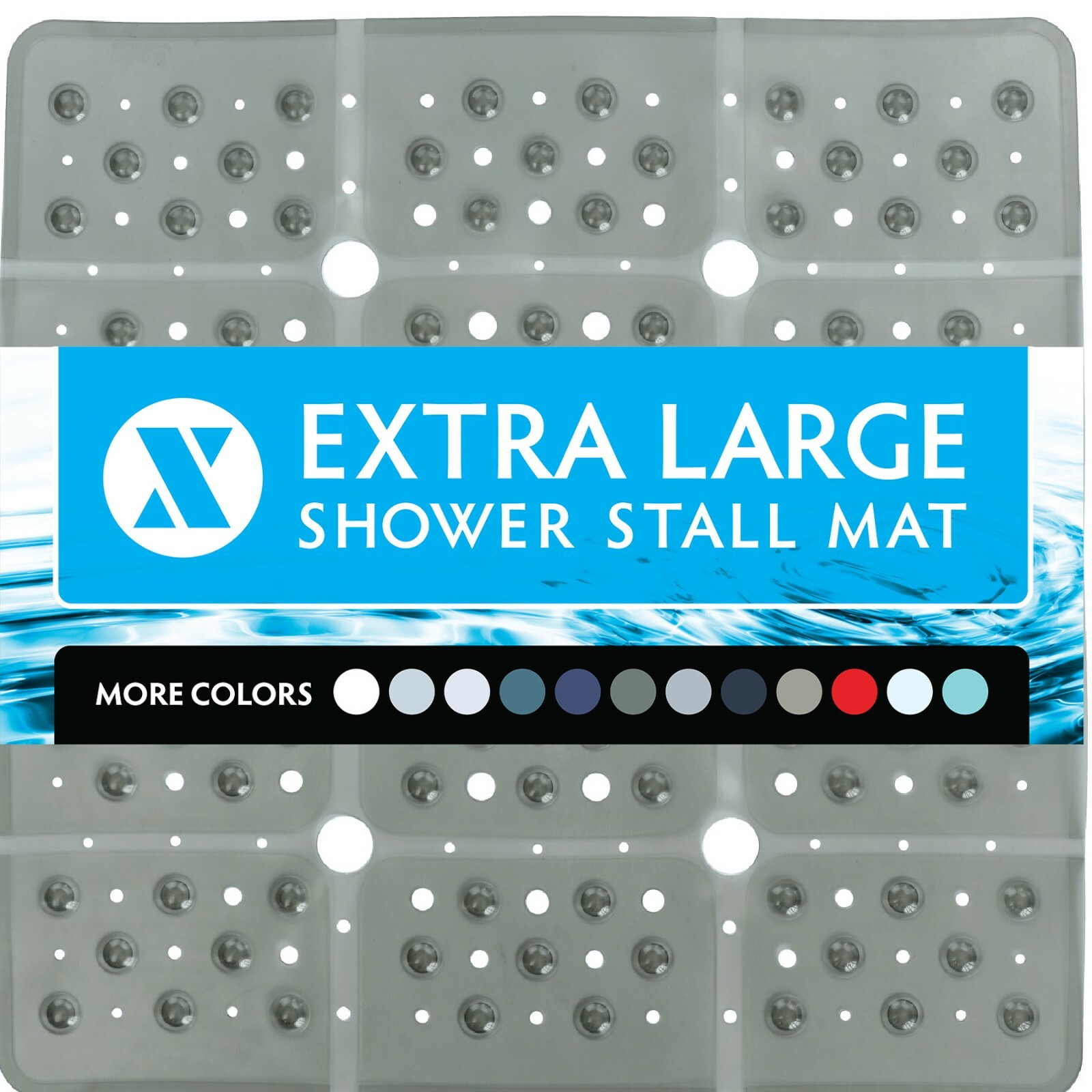 65% MORE COVERAGE! 27 Inch Extra Large Square Anti-Slip Shower Safety Mat