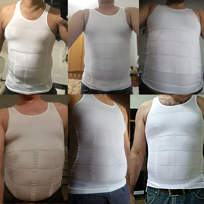 Mens Body Shaper Belly Chest Compression Shirt Slimming Tank Top Abs Girdle Vest