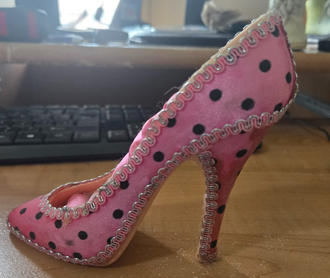 Lot of 4 High Heel Shoe Ring Holders Jewelry Display Fabric Heels Vanity Decor