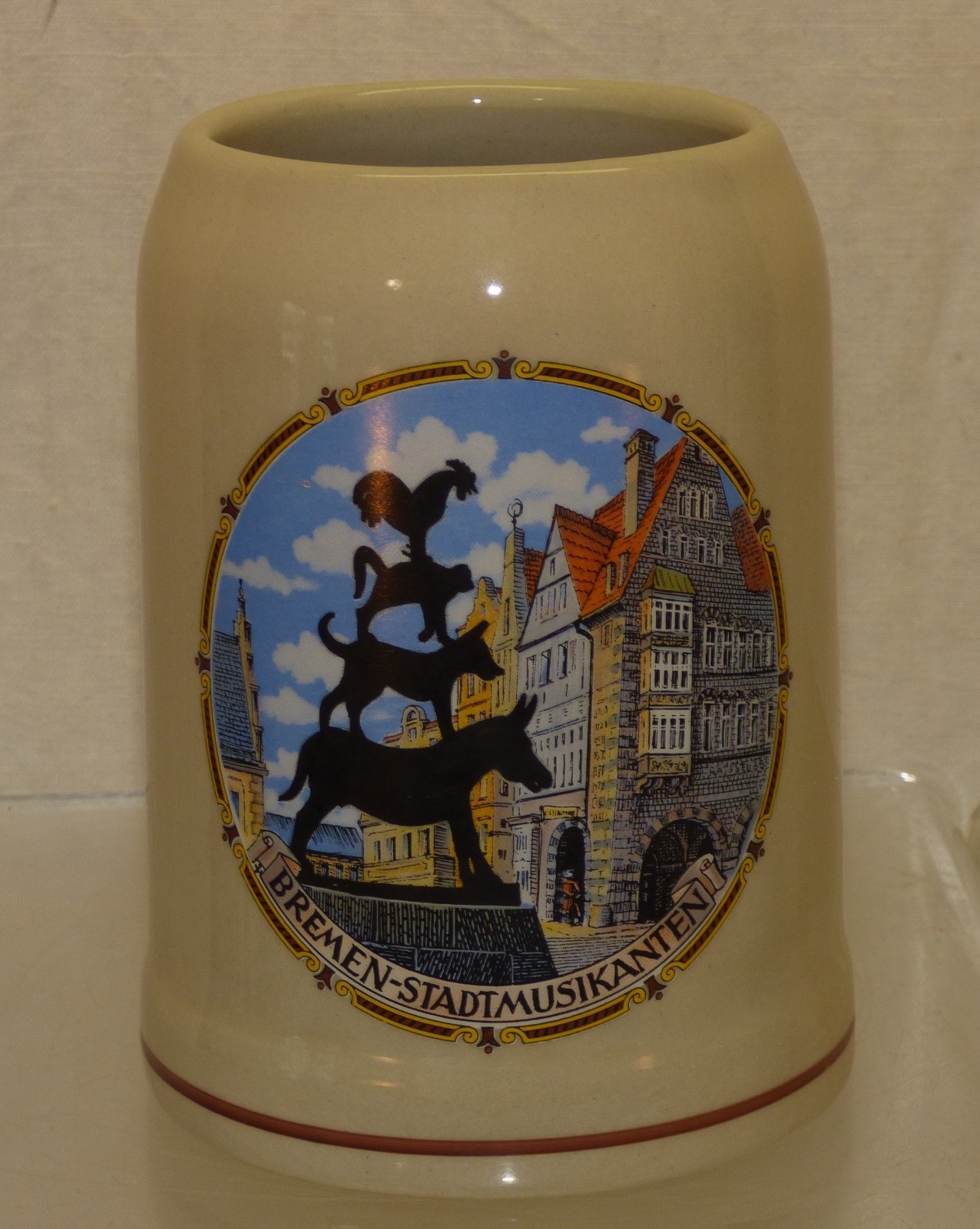 Vintage Theo Kuhn Beer Stein Mug w/ Bremen Town Musicians Bremer Stadtmusikanten