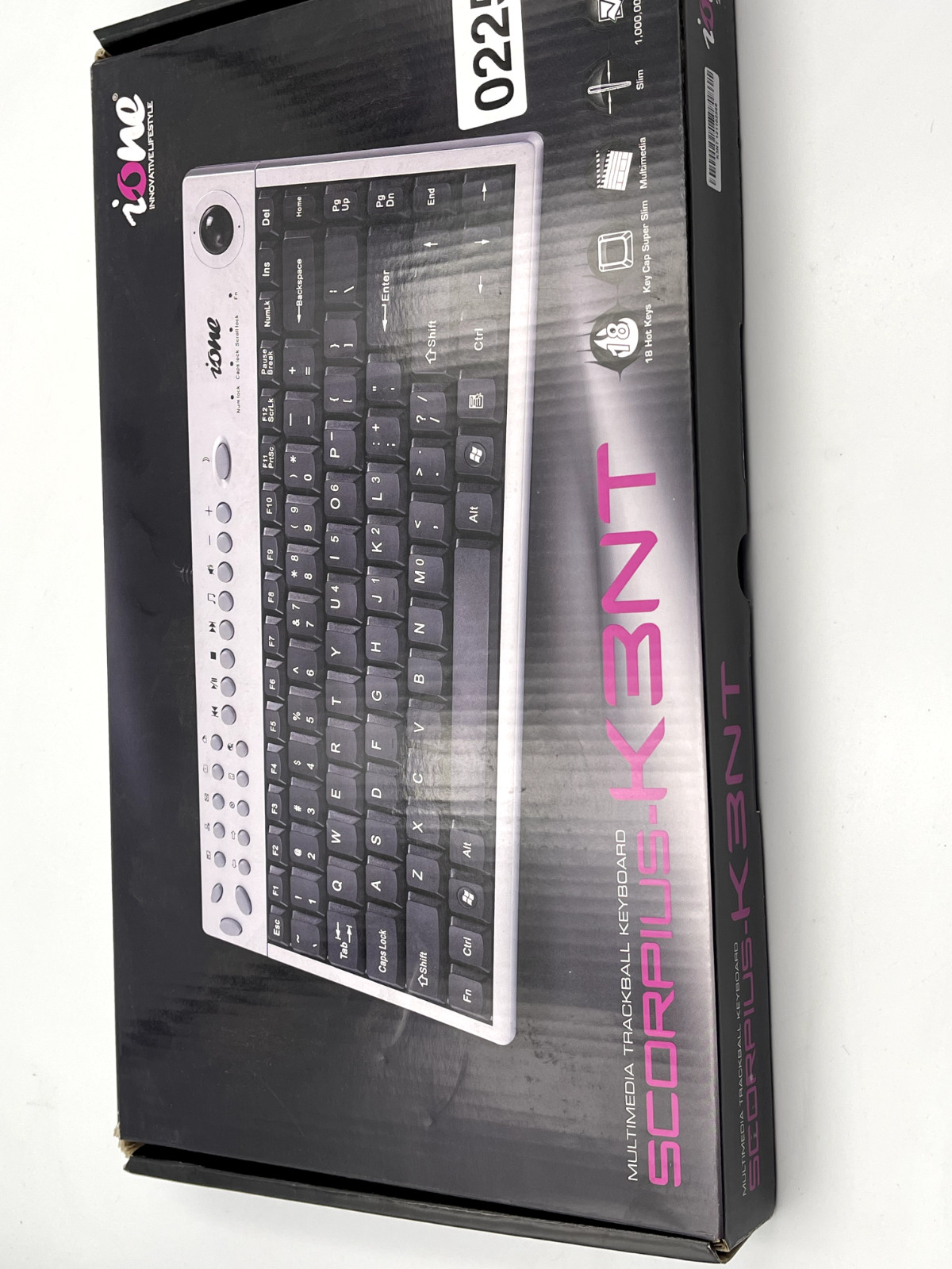 iONE SCORPIUS-K3NT Multimedia Trackball Keyboard Wired (USB Interface)