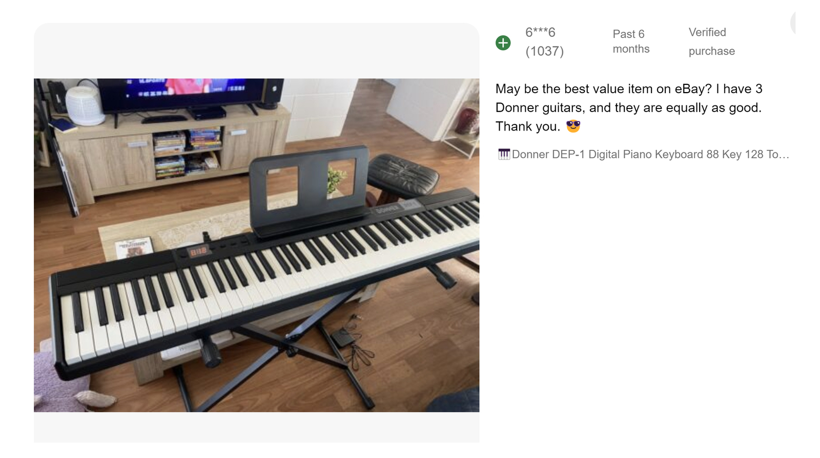 Donner DEP-1 88-Key Digital Piano Keyboard with Stand and Pedal