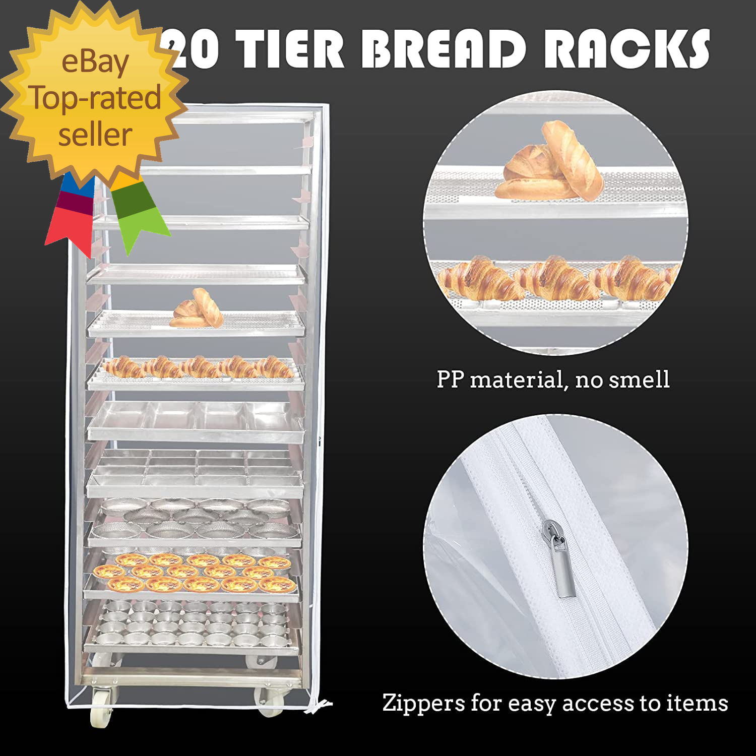 2 Pcs Bun Pan Rack Cover Bakers Rack Cover 20 Tier Sheet Pan Rack Cover