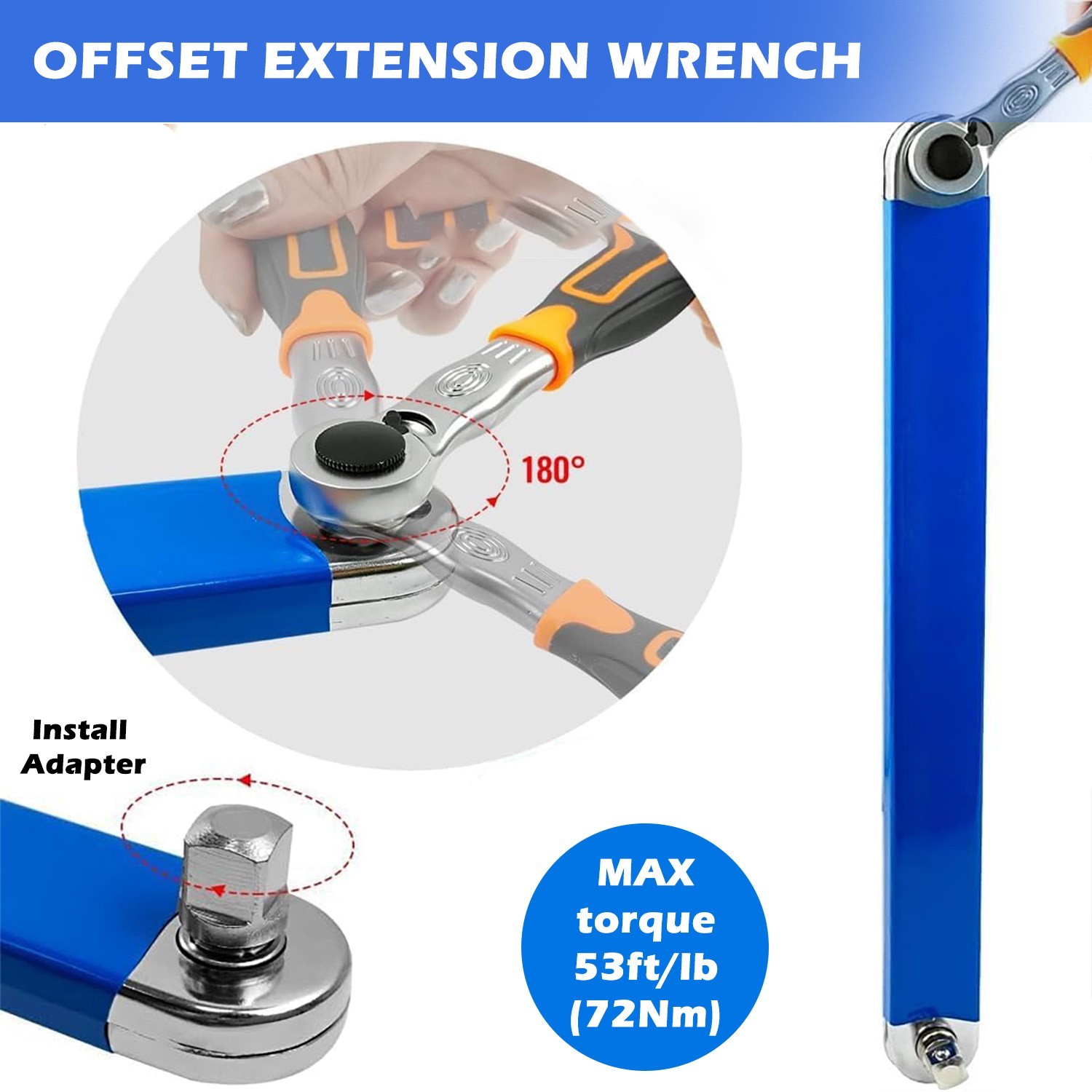Offset Extension Wrench Set Ratchet Spanner Wrench with 4 Extender Adapter