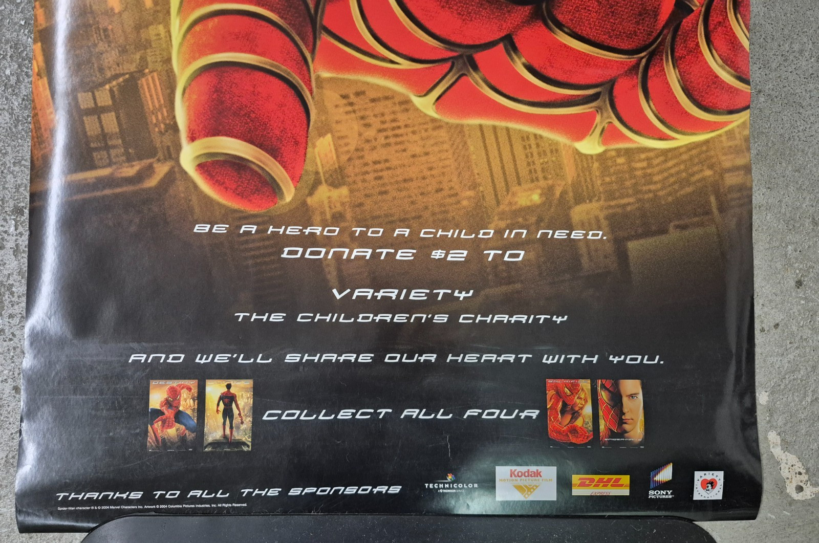 SPIDER-MAN 2 Original Movie Poster DS 27x40 Charity Donation Spiderman Poster