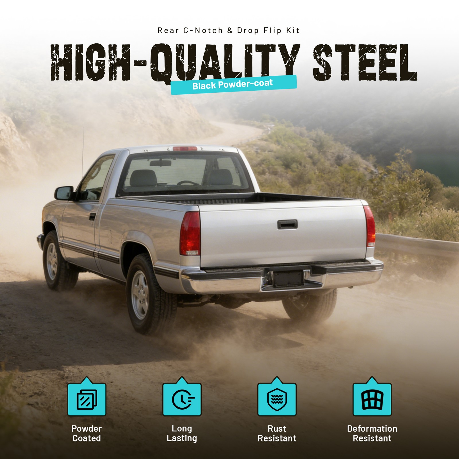 For Chevy Silverado C1500 GMC Sierra 88-98 C-Notch Rear Support & Drop Flip Kit