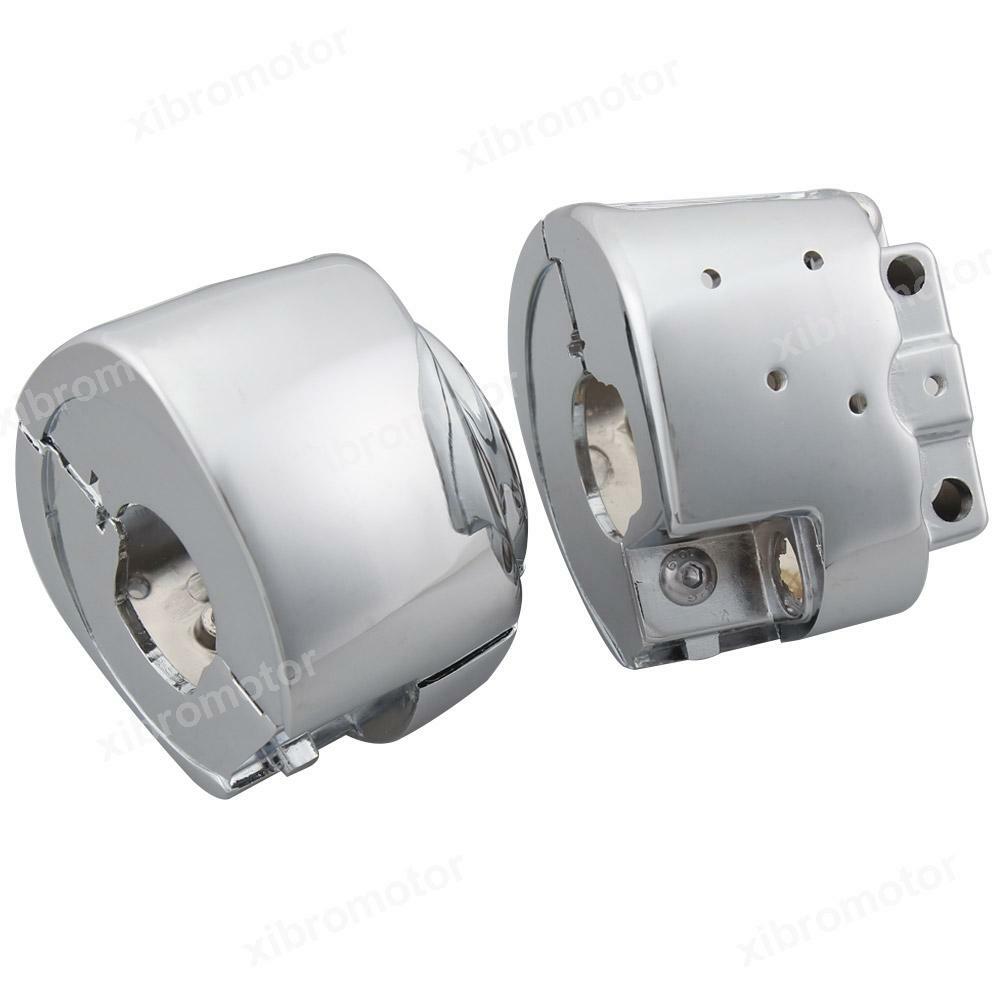 Chrome Switch Housing Cover+6pcs Hand Control Button Switch Caps Fit For Harley