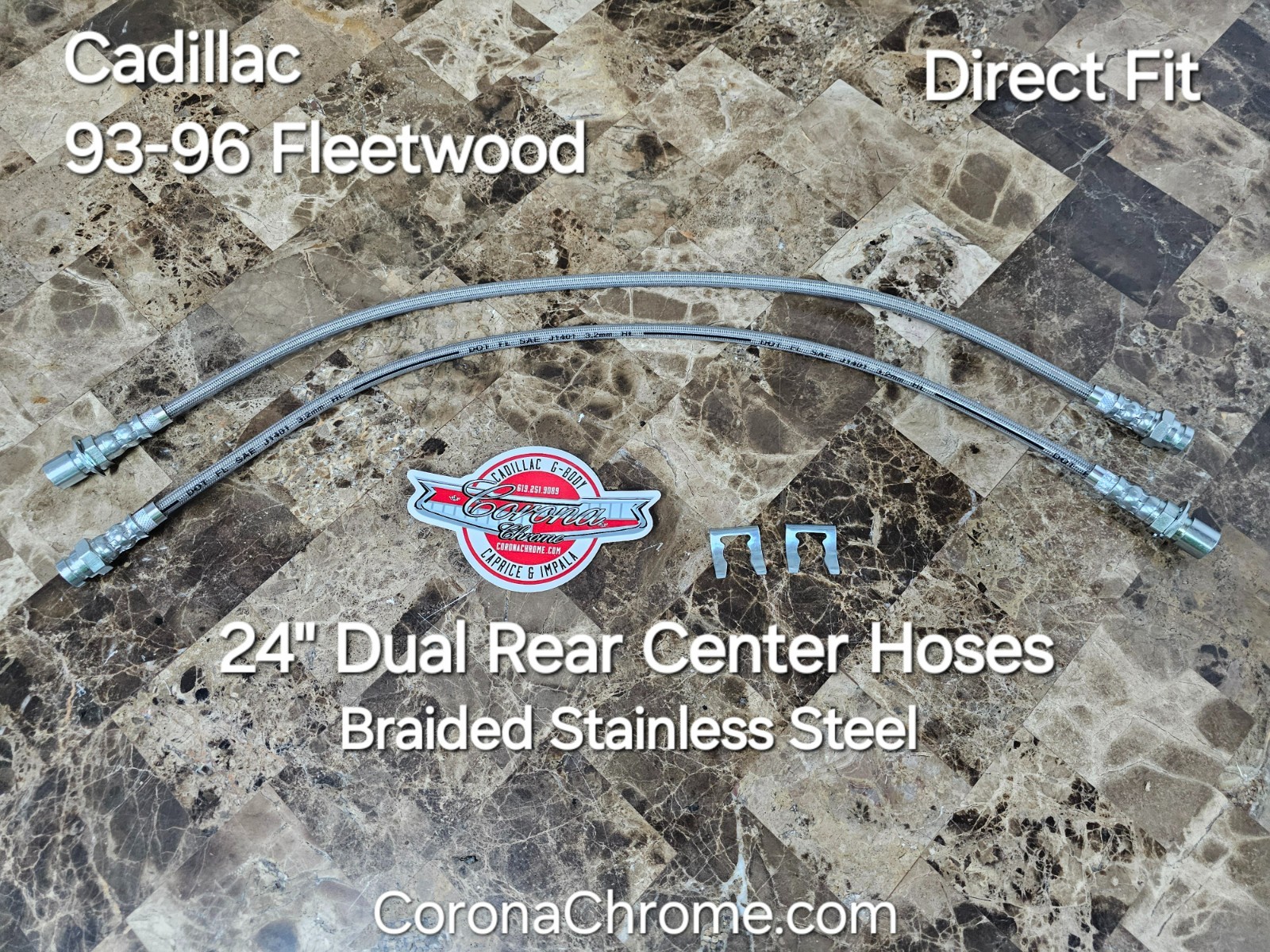 Extended REAR Brake Hoses - 93-96 Cadillac Fleetwood Brougham (RWD)