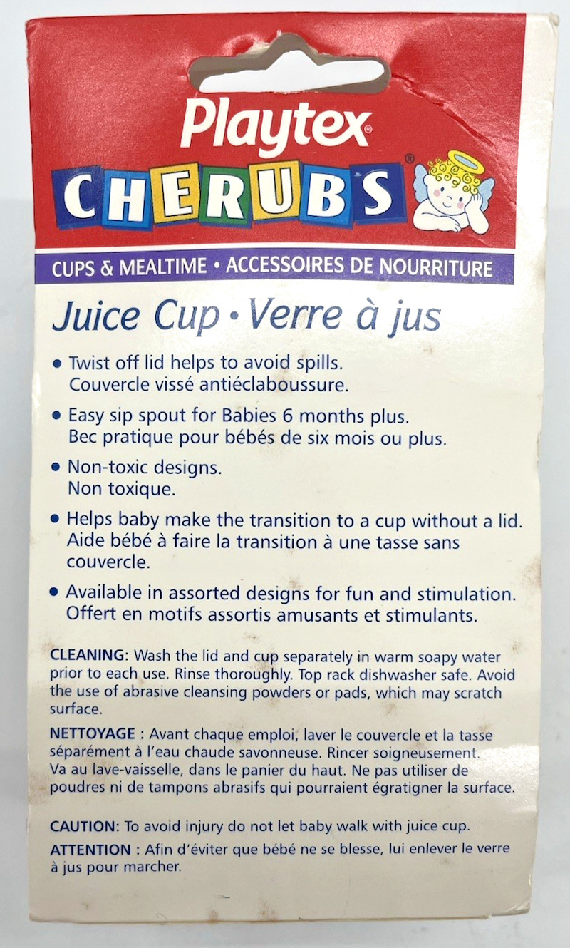 Playtex Cherubs Juice Cup Animals Non-Toxic Sip Spout 6 oz VTG 1996
