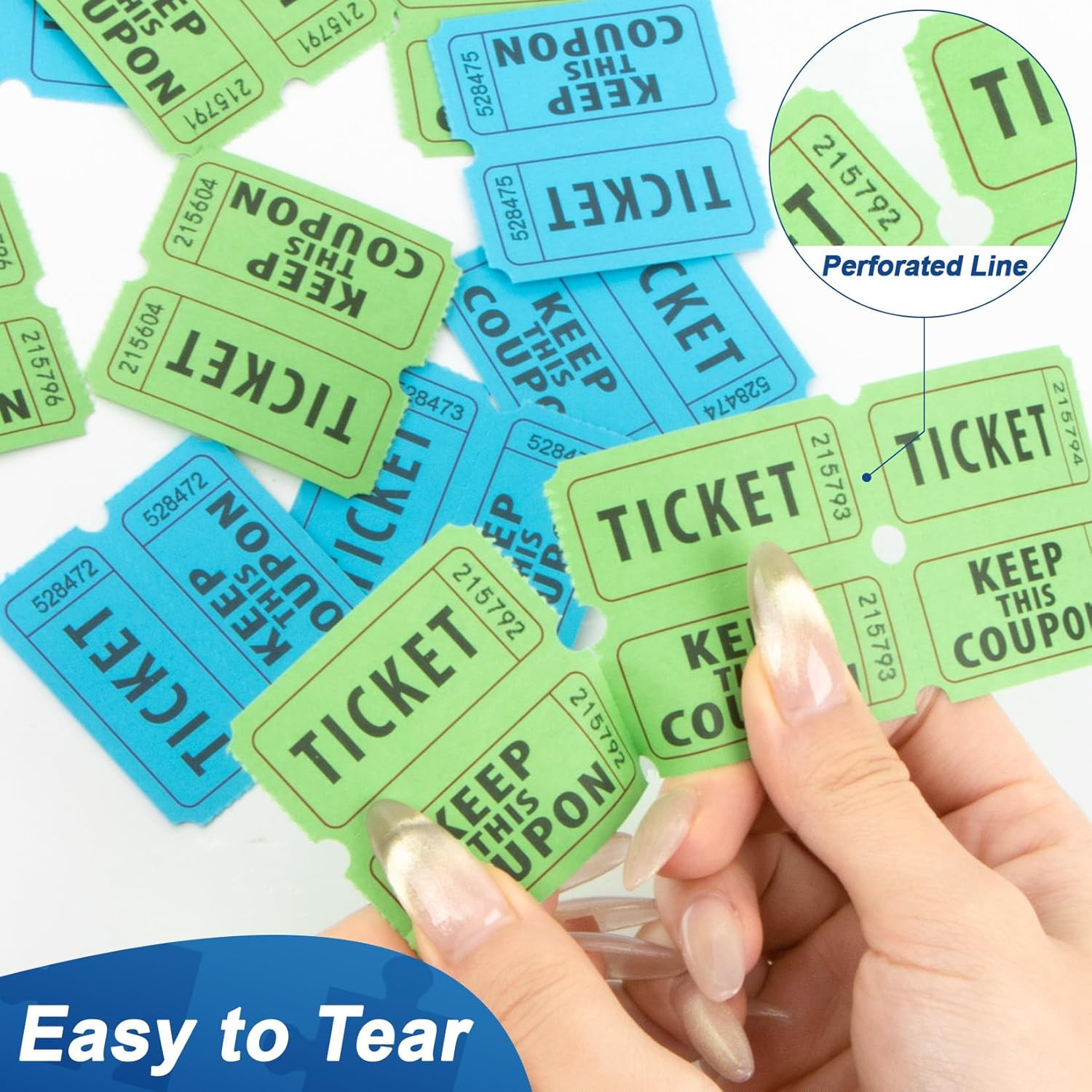800PCS Raffle Tickets Roll - 50/50 Double Raffle Tickets, Perforated Line Consec