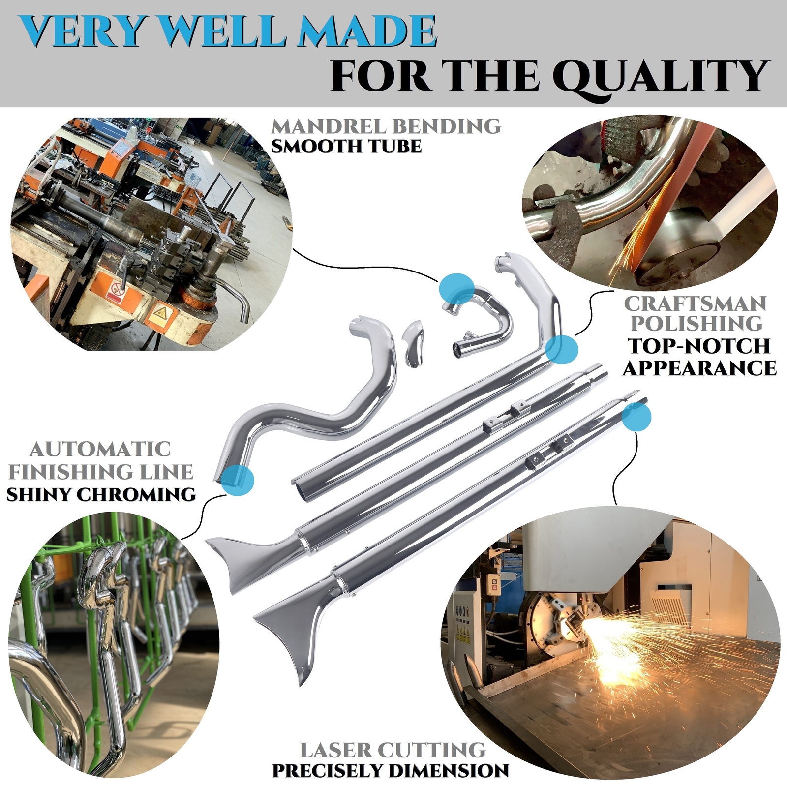 SHARKROAD True Duals With Fishtail Mufflers for Harley Softail 2000-2017