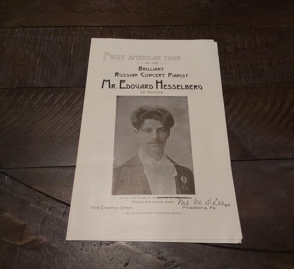 Russian Pianist Composer EDOUARD HESSELBERG 1890s First American Tour Program