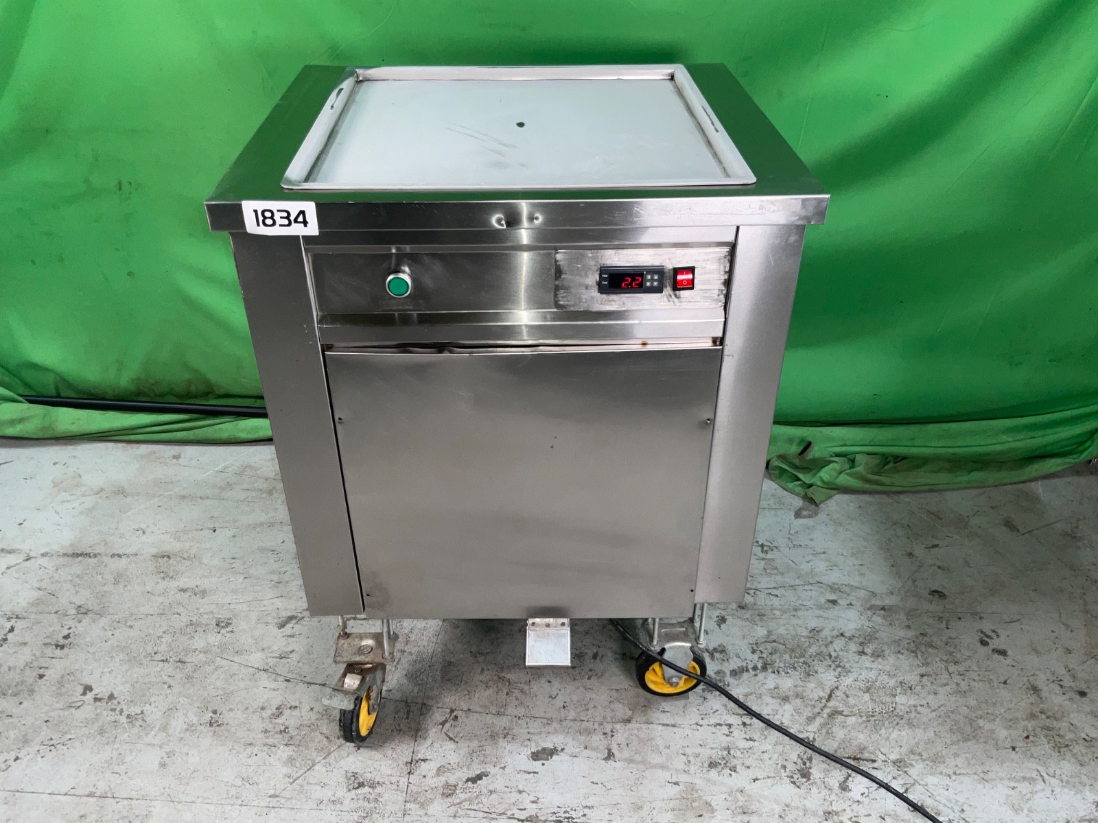 Commercial 21"X21'' Square Pan Fry Ice Cream Roll Machine, Custom Casters 1834