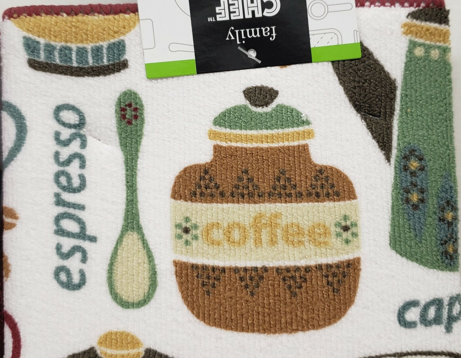 Printed Microfiber Dish Drying Mat (16"x19") COFFEE CUPS, SPOONS & TYPES, FC