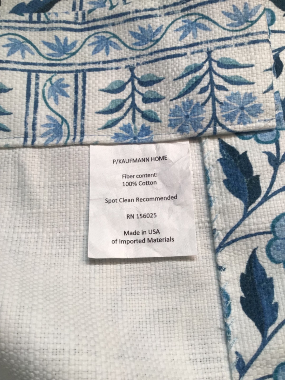 P/KAUFMAN window Curtain Panels 50 x 96 Drapes 2 pc Set Floral Foliage Tile