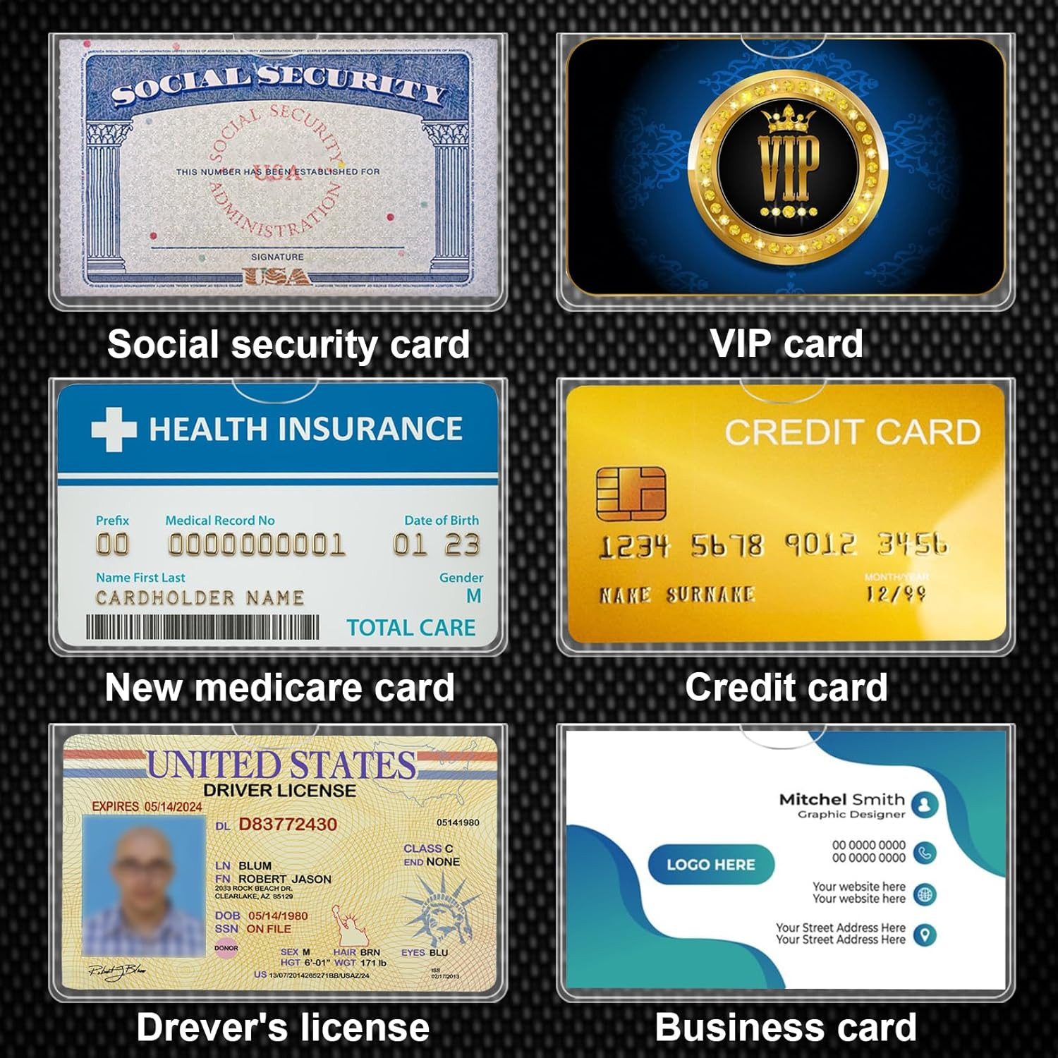 10 Pack Social Security Card Protector Medicare New Credit Card Holder,24 Mil So