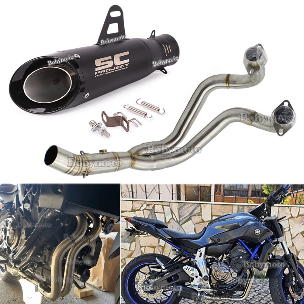 Full System Exhaust Muffler Header Tips Pipe Fits Yamaha MT-07 YZF R7 2014-2025