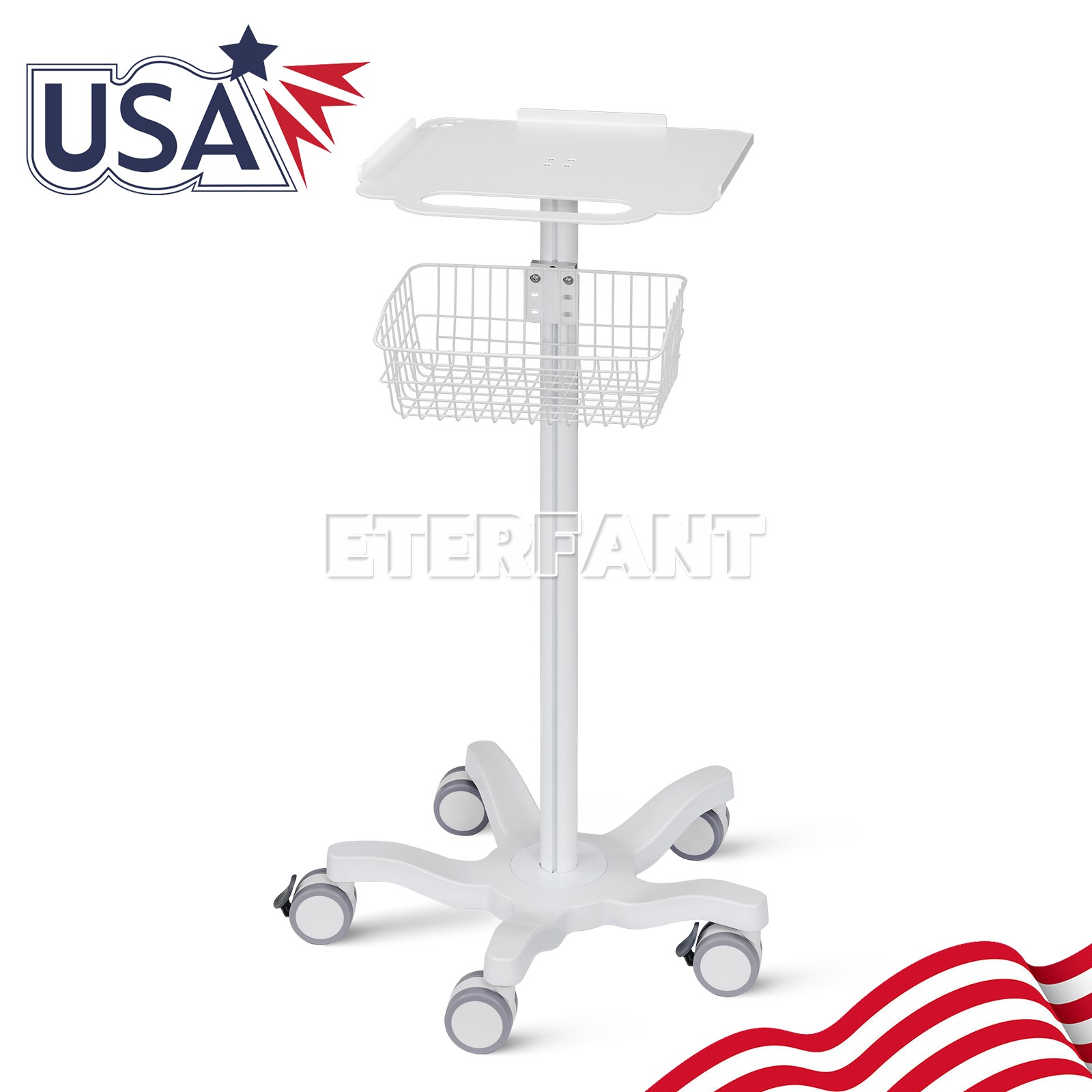 Medical Mobile Rolling Cart for Ultrasound Imaging Scanner/Patient Monitor US
