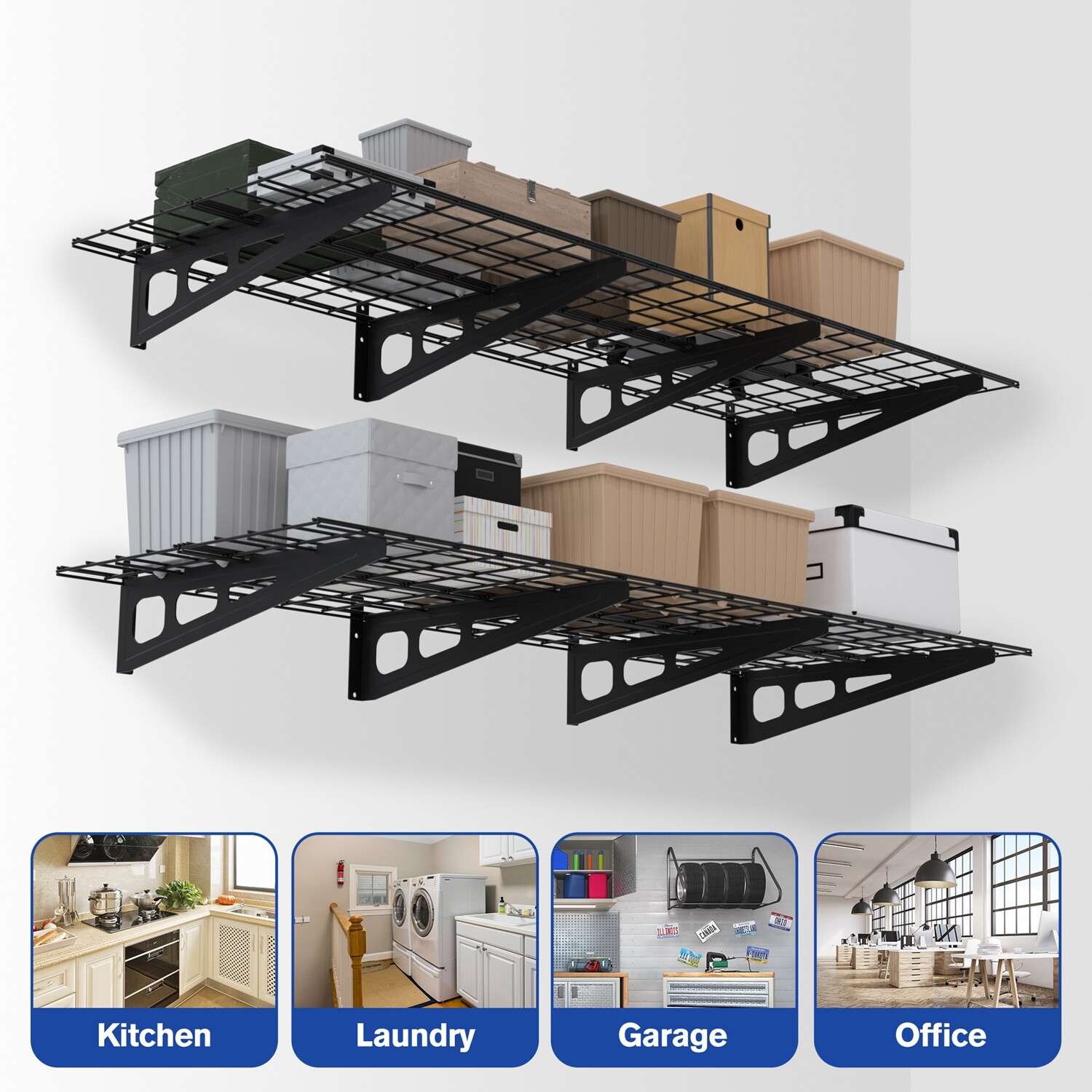 WORKPRO 2-Pack 2 X 4FT/6FT Garage Wall Shelving Heavy Duty Wall Mounted Shelving