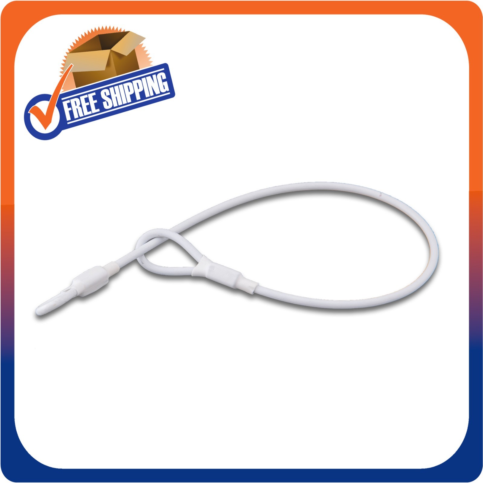 200 SECURITY LANYARD 2 LOOP WHITE 8 INCH LOSS PREVENTION CHECKPOINT COMPATIBLE