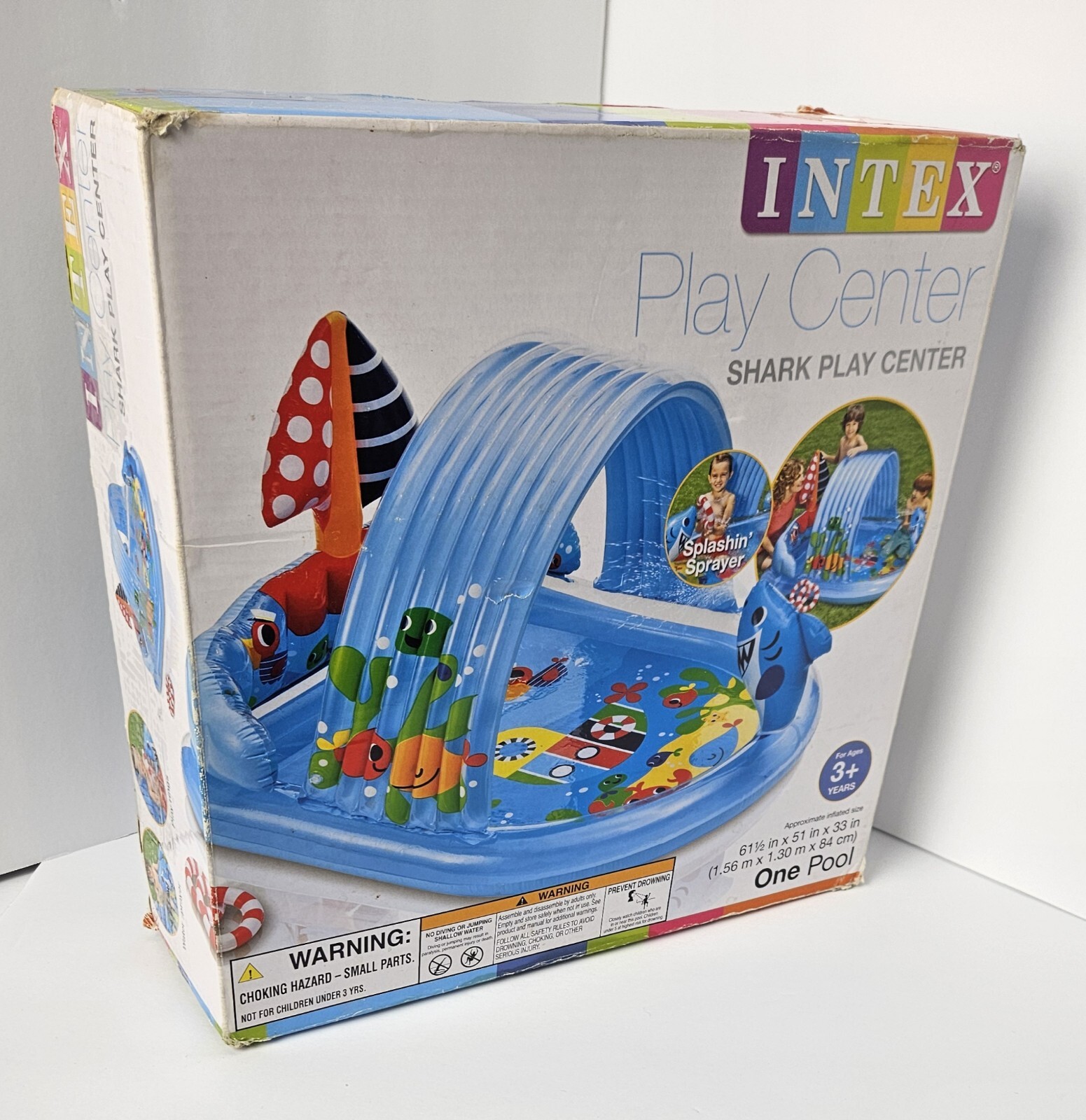 Intex Shark Play Center Built-In Sprayer Arc Summer Water Kid's Pool Inflatable