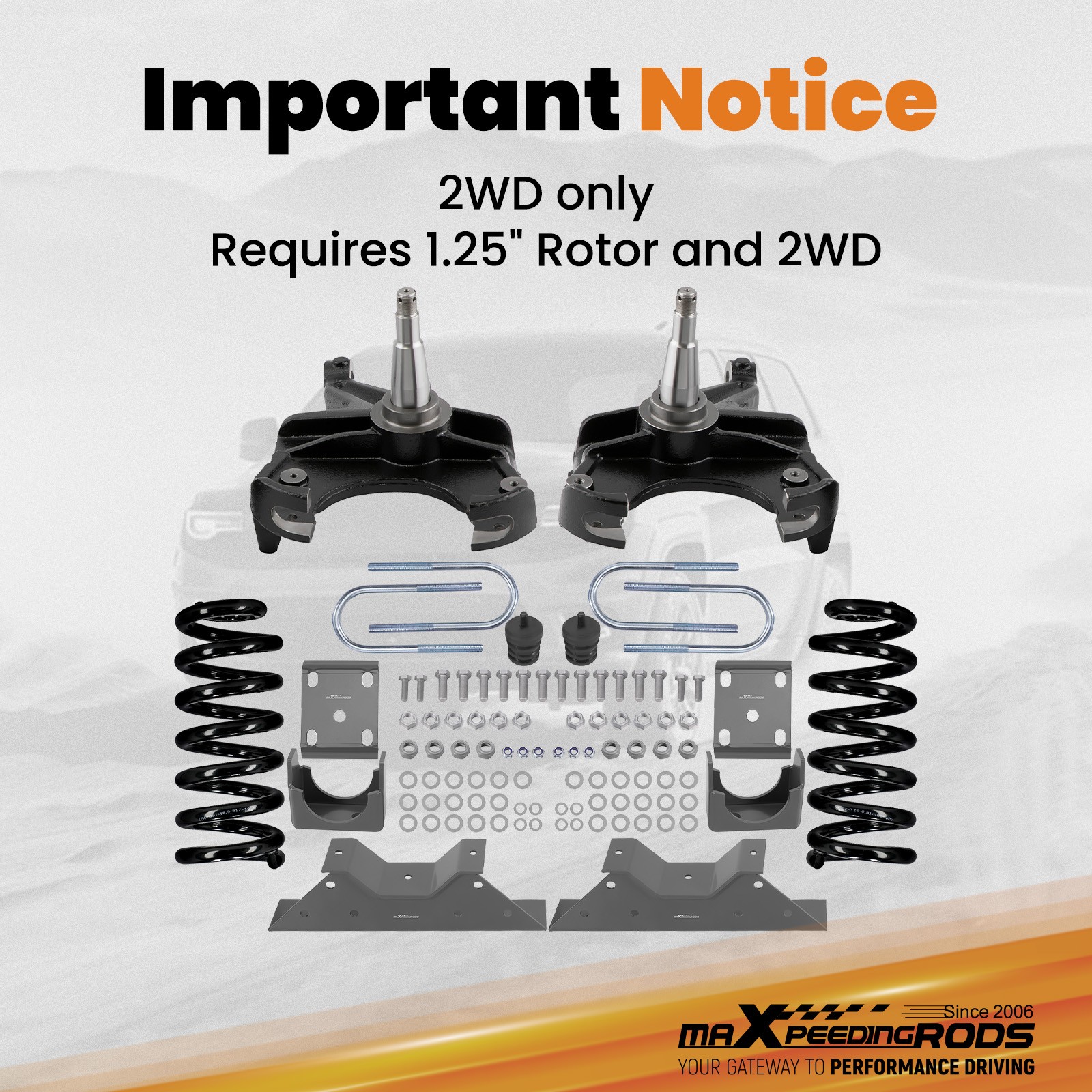 4" / 6" Lowering Drop Kit 1.25" Rotors Coil Spring For Chevy/GMC C10 C15 73-87