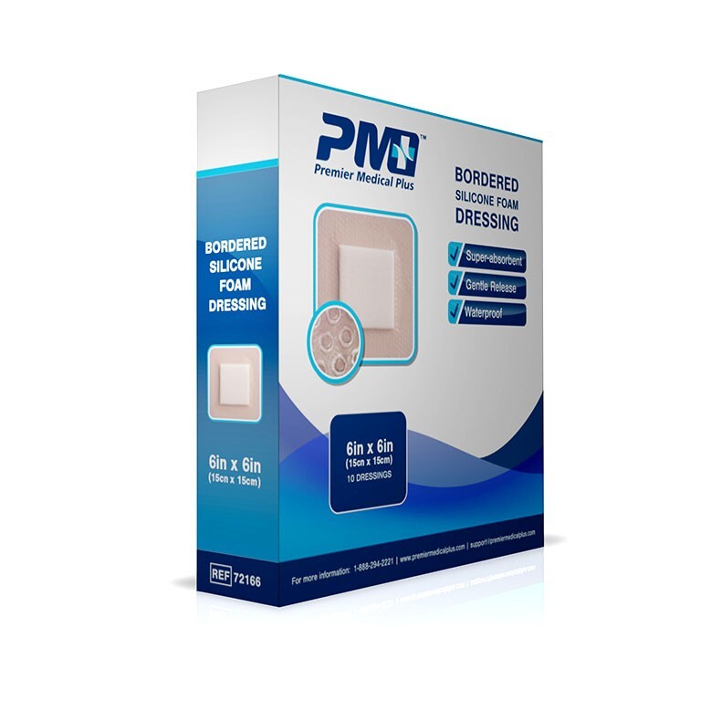 Premier Medical 6 x 6 Bordered Silicone Foam Wound Dressing 30 Count (3 x 10ct)