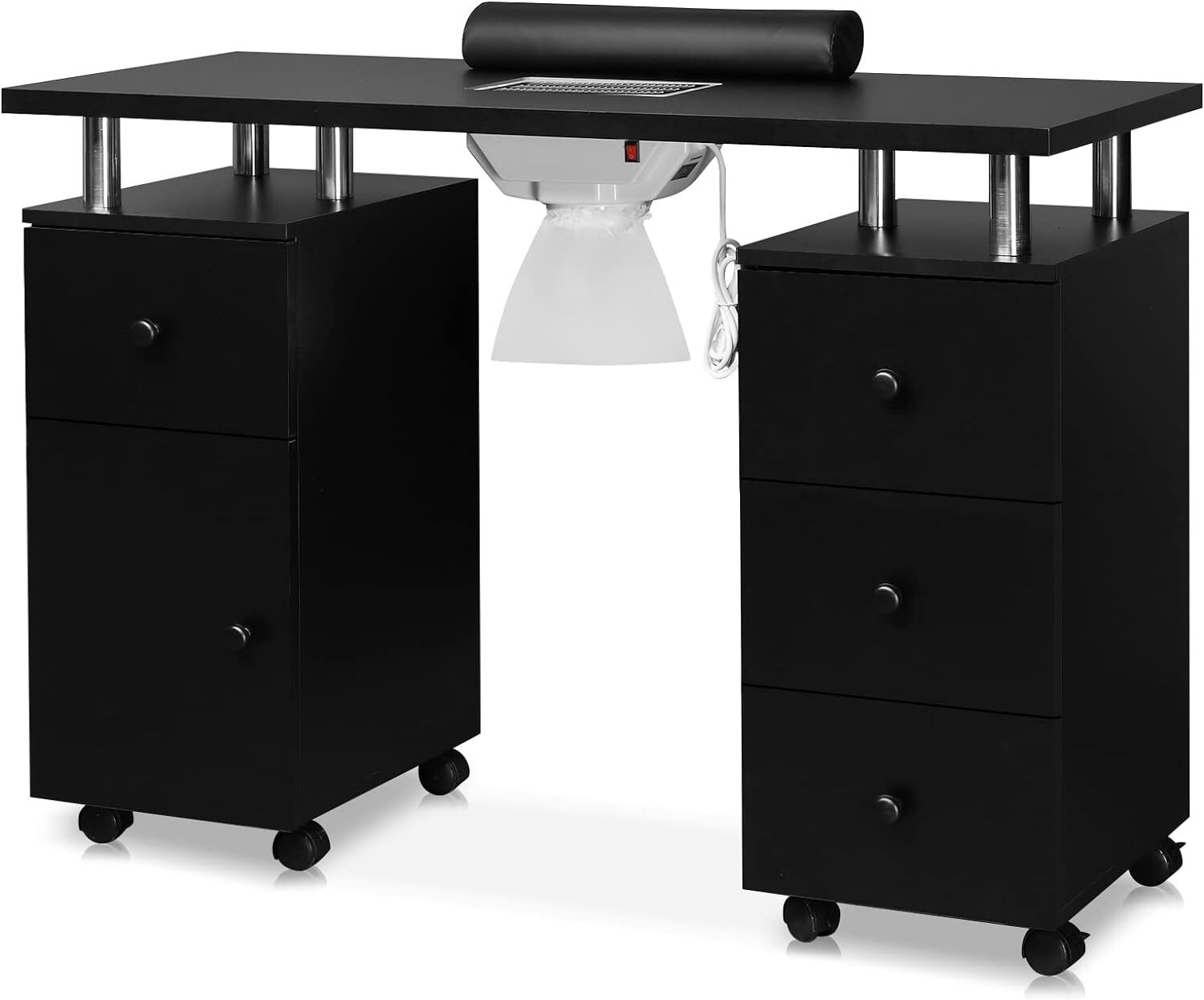 Manicure Table Nail Desk w/Dust Collector & Drawers for Nail Tech, Beauty Salon