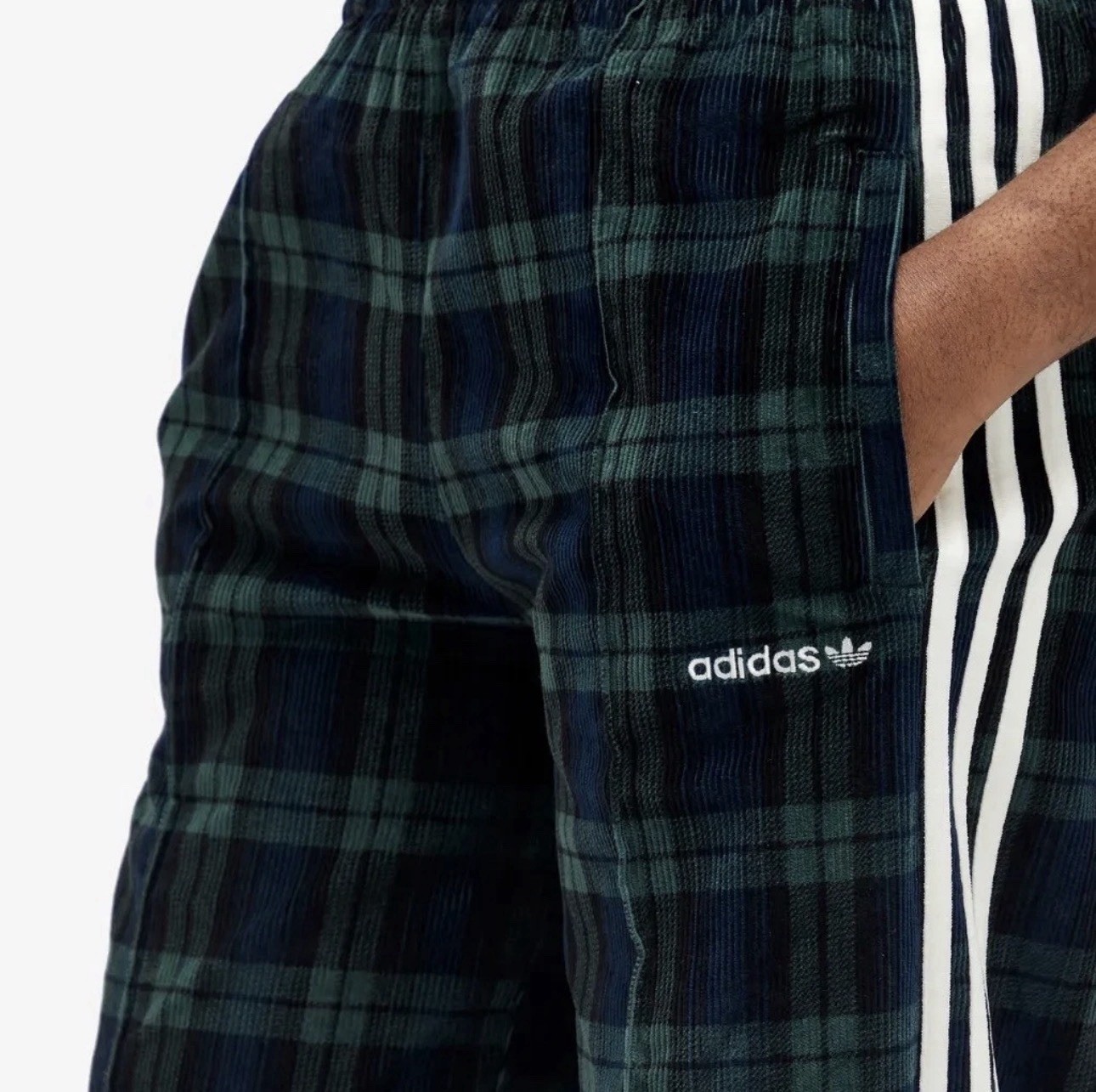 Adidas Originals Tartan Black Watch Plaid Corduroy Wide Leg Track Pant IX7415 M