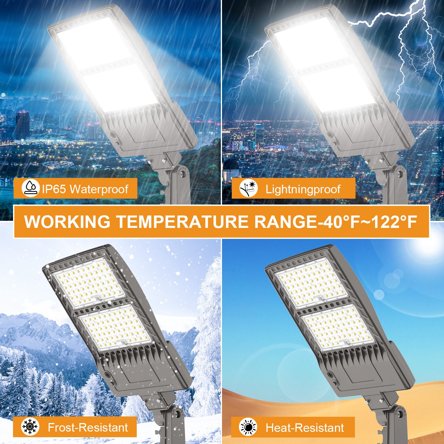320W LED Parking Lot Light with Dusk-to-Dawn Photocell Commercial Street Lights
