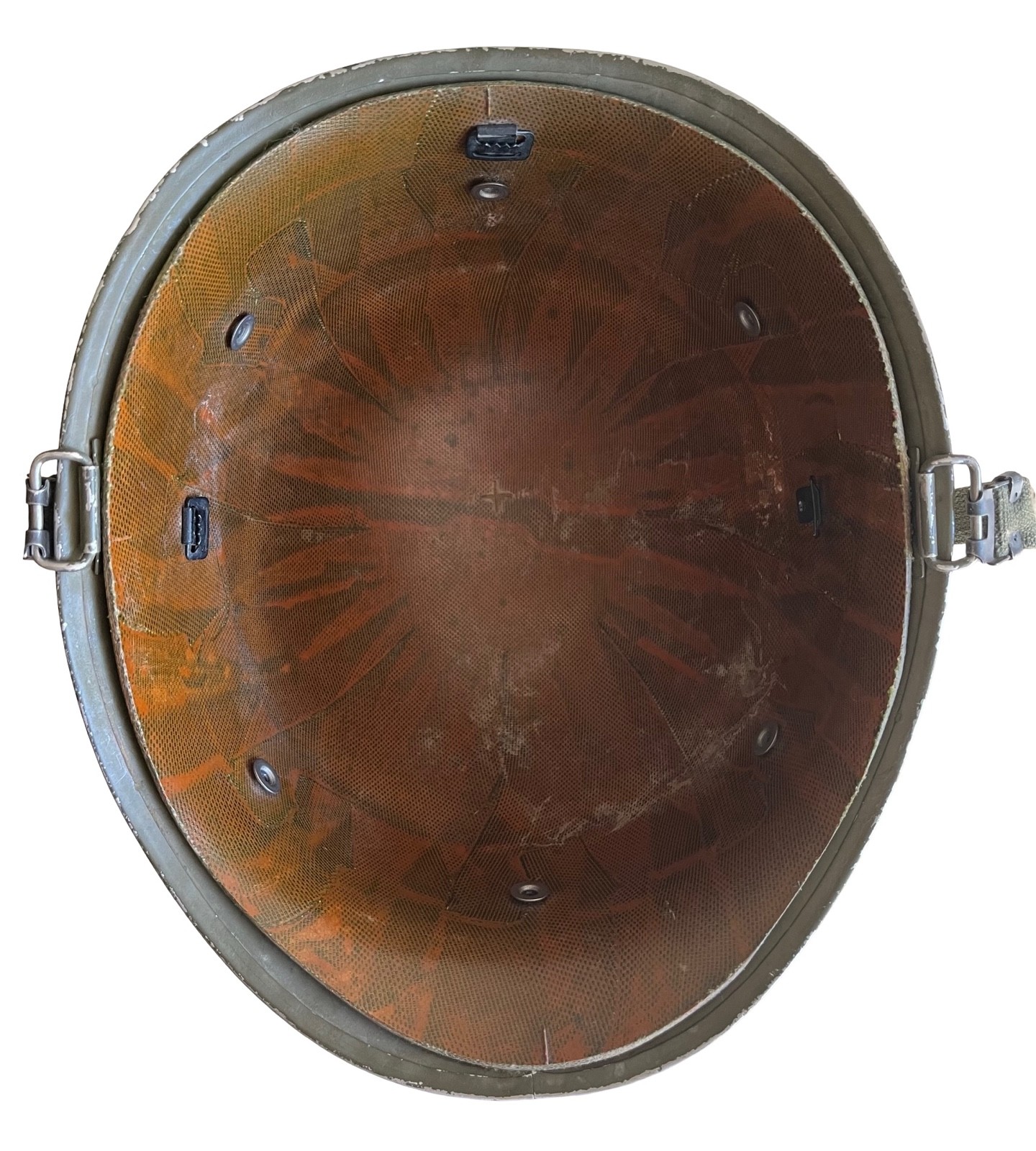 Vintage WW2 Era US McCord Front Seam M1 Helmet Stamped 121C & Firestone Liner