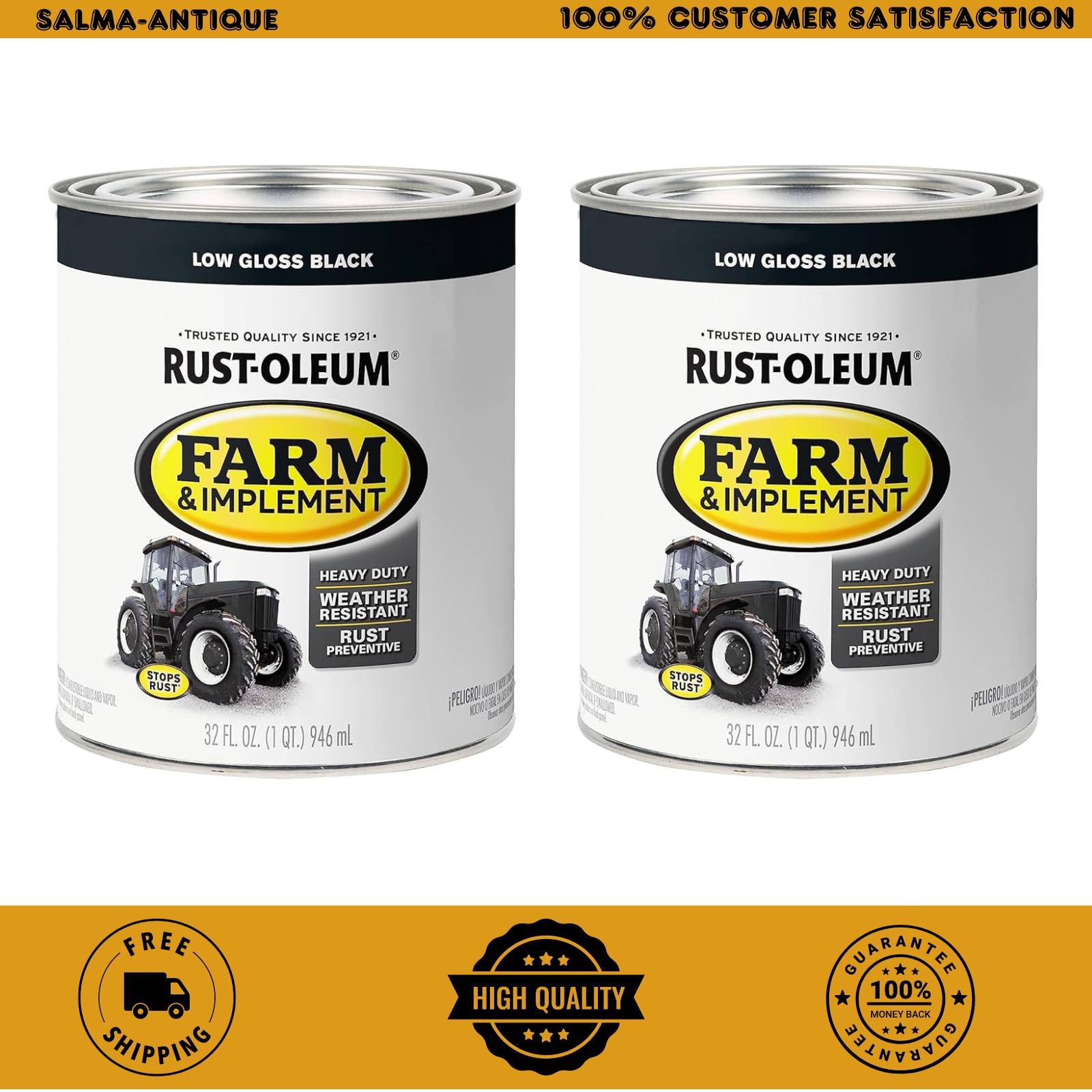 Rust Oleum Specialty Farm Implement Low Gloss Black Paint Quart Pack Of 2