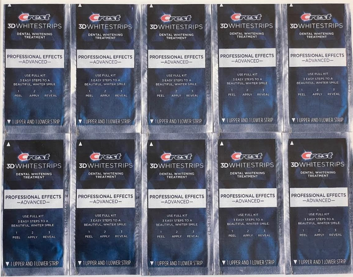 NEW CREST ADVANCED PROFESSIONAL EFFECTS Whitestrips 10 Pouches / 20 Strips 3D