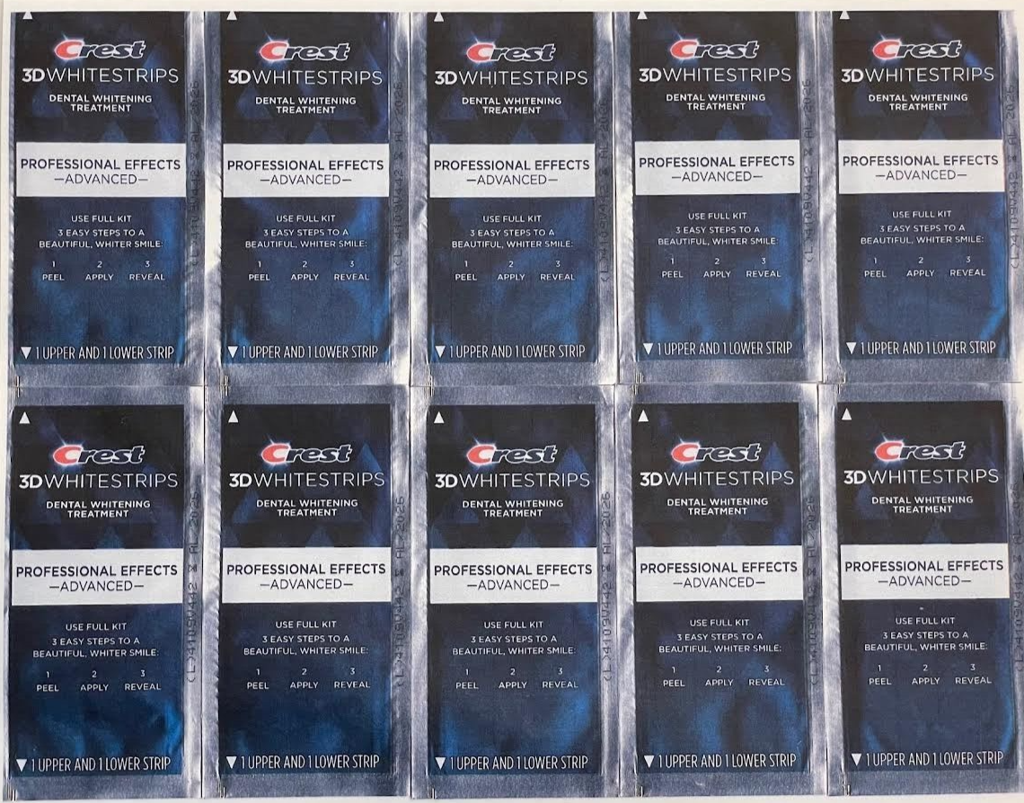 NEW CREST ADVANCED PROFESSIONAL EFFECTS Whitestrips 10 Pouches / 20 Strips 3D