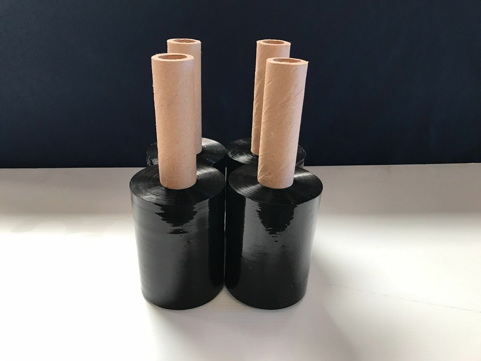 12 Rolls 5" x 1000FT 80 Gauge BLACK Stretch Shrink Film Hand Wrap With Handle