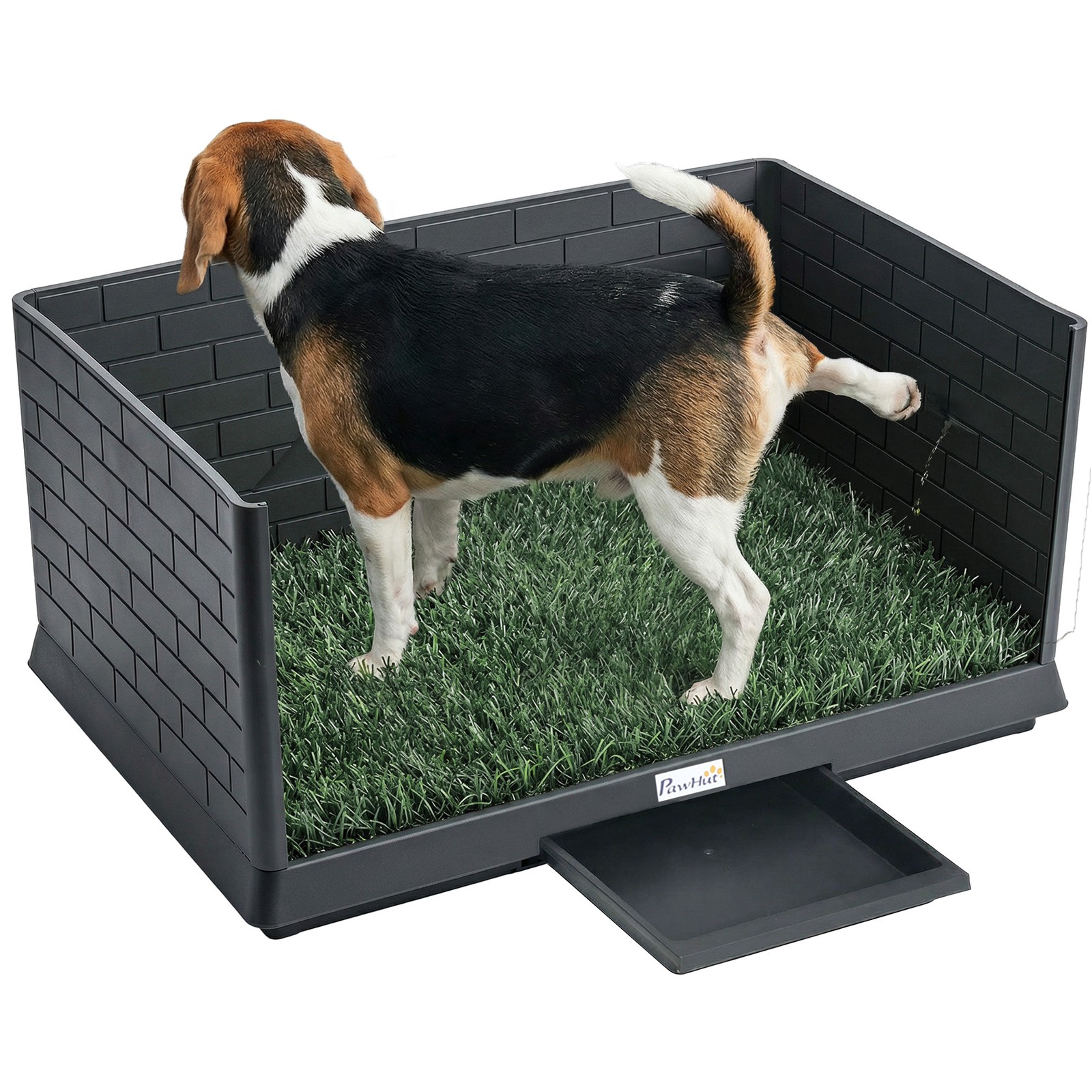 PawHut Dog Grass Pad with High Walls and Tray, Indoor Potty Tray