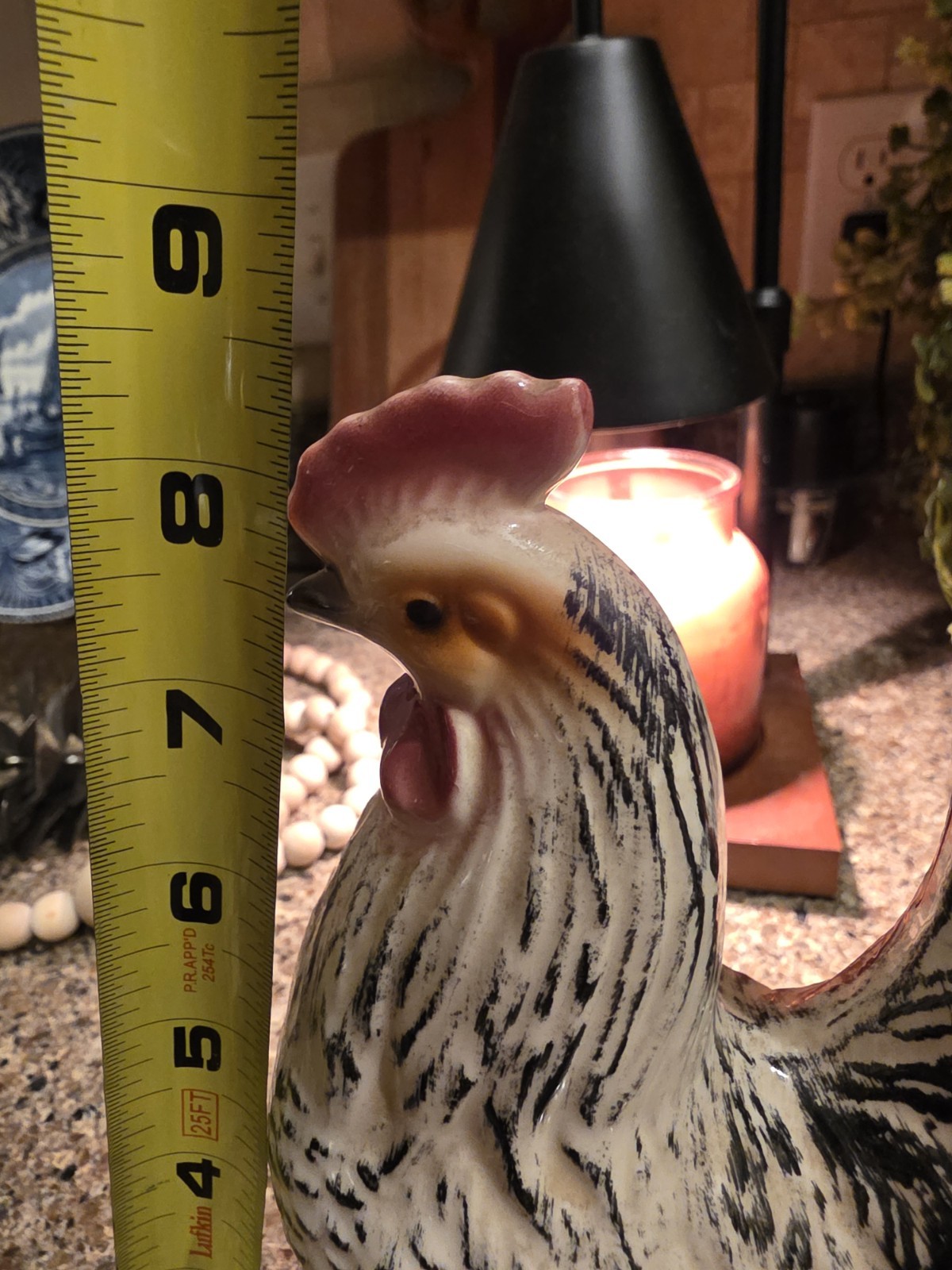 Vintage Rooster Hen Farmhouse Ceramic Porcelain Mid Century 8.5 inches