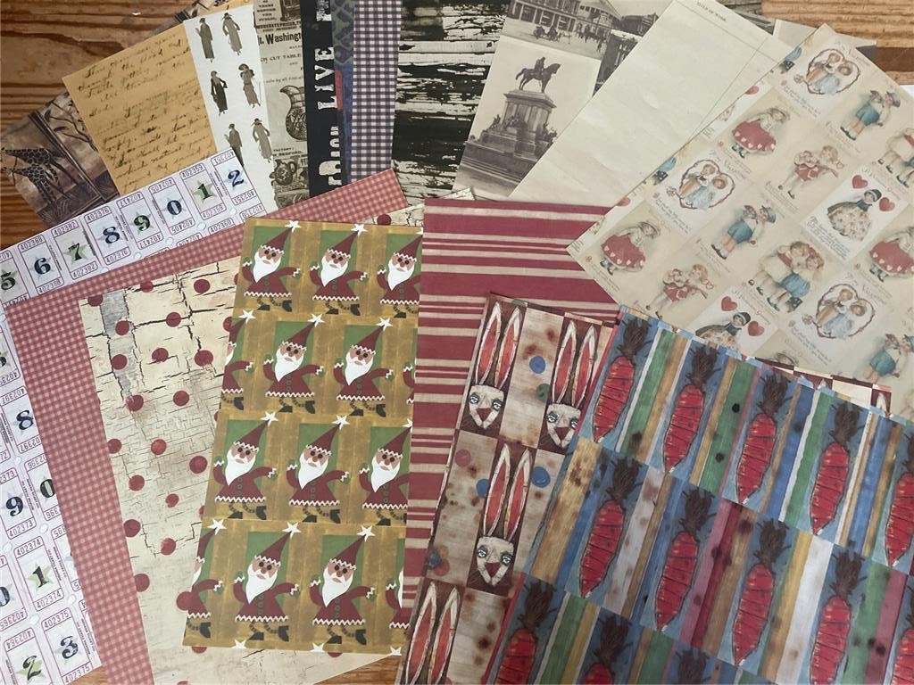 NEW LOT 1 OF VINTAGE RUSTY PICKLE PAPER 12 X12" 18 SHEETS  single sided