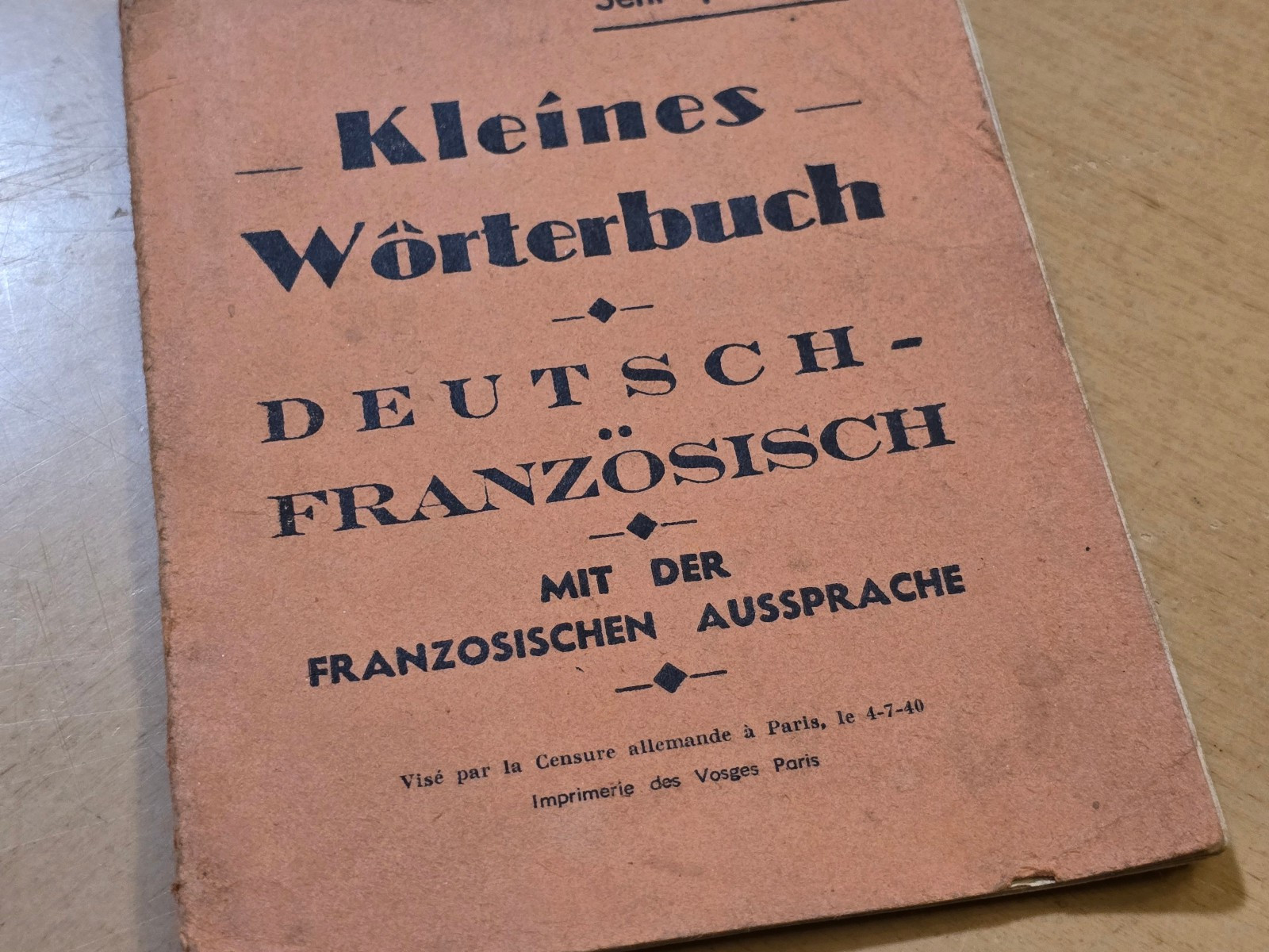 WWII Third Reich German French Pocket Dictionary Wehrmacht Paris 1940 Censored