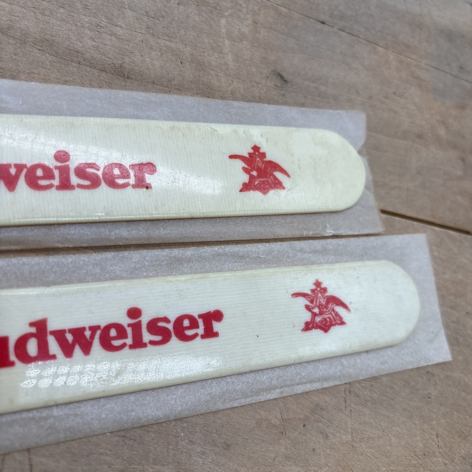 Vintage 1950s Budweiser Foam Scraper Breweriana Celluloid Lot Of 2 New Old Stock