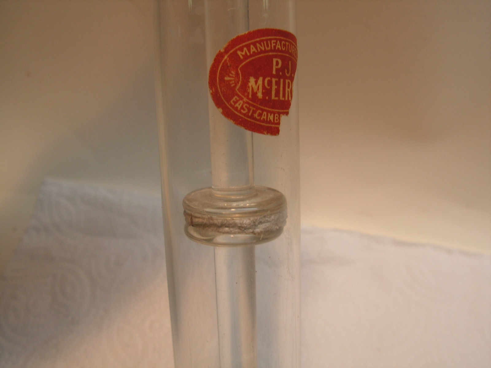 Vintage Glass Syringe Antique P J McElroy Surgeon Medical Apothecary Unused?