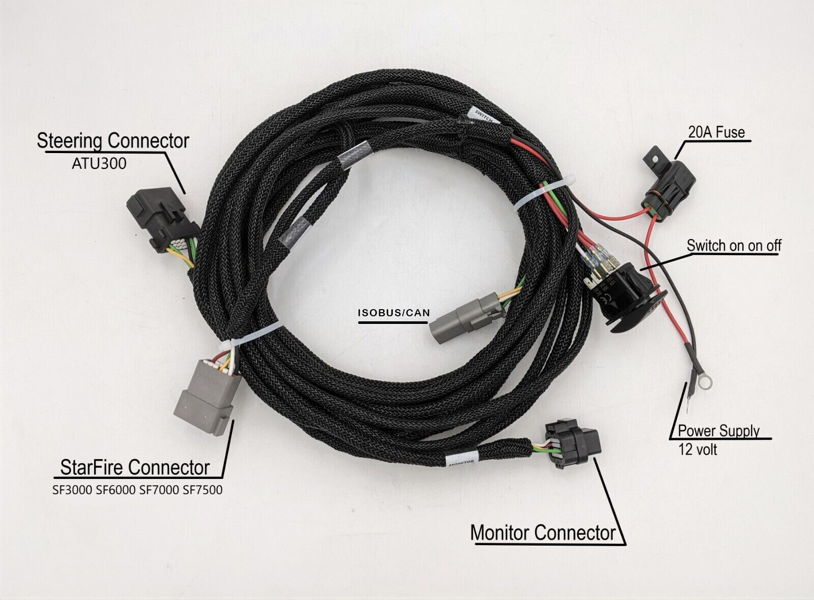 Wiring Harness for John Deere Autotrac Display, Receiver And ATU300 PROCABJD3