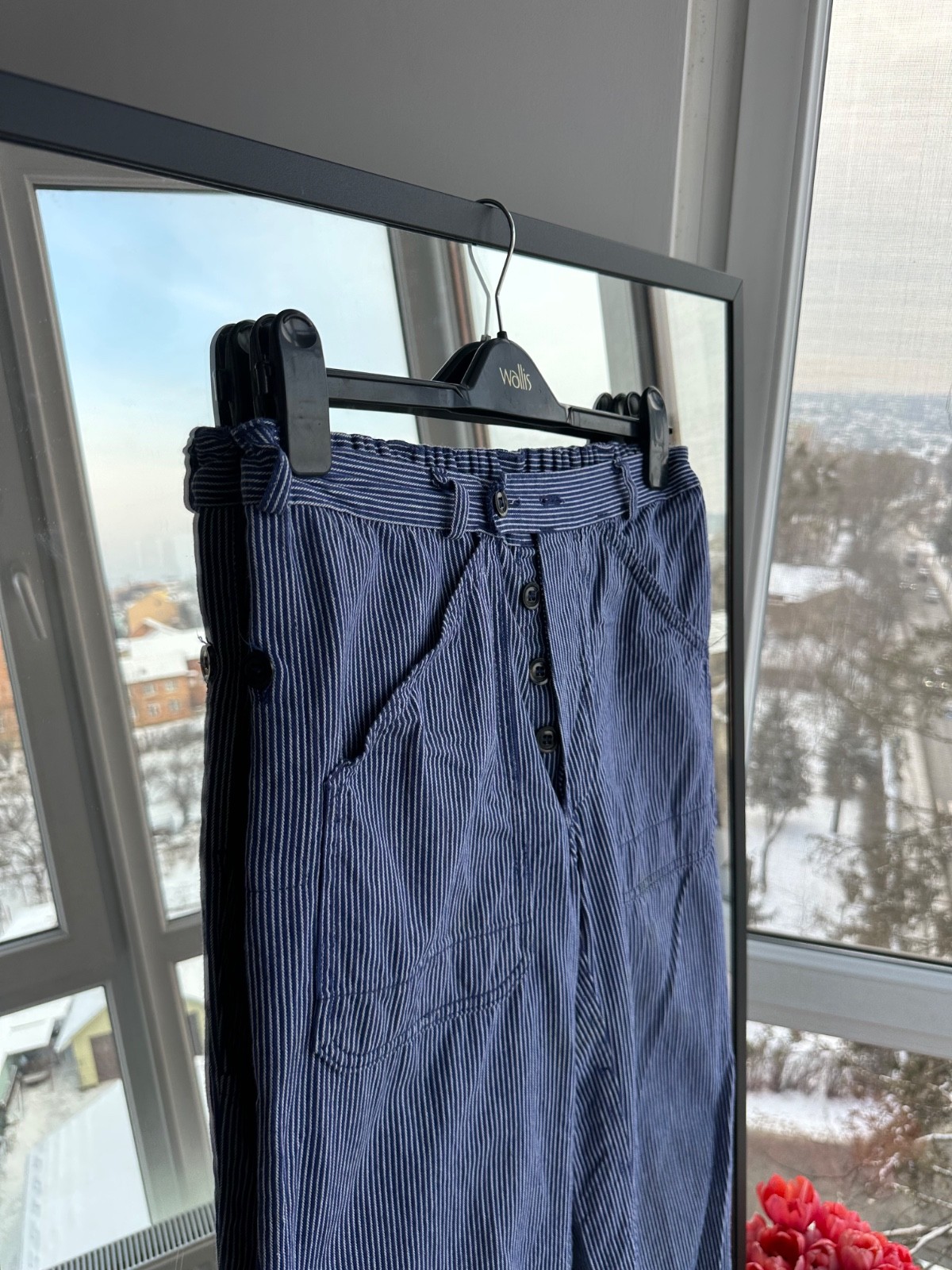 Vintage Worker 60s-70s French Workwear Striped Cotton Pants Sz S