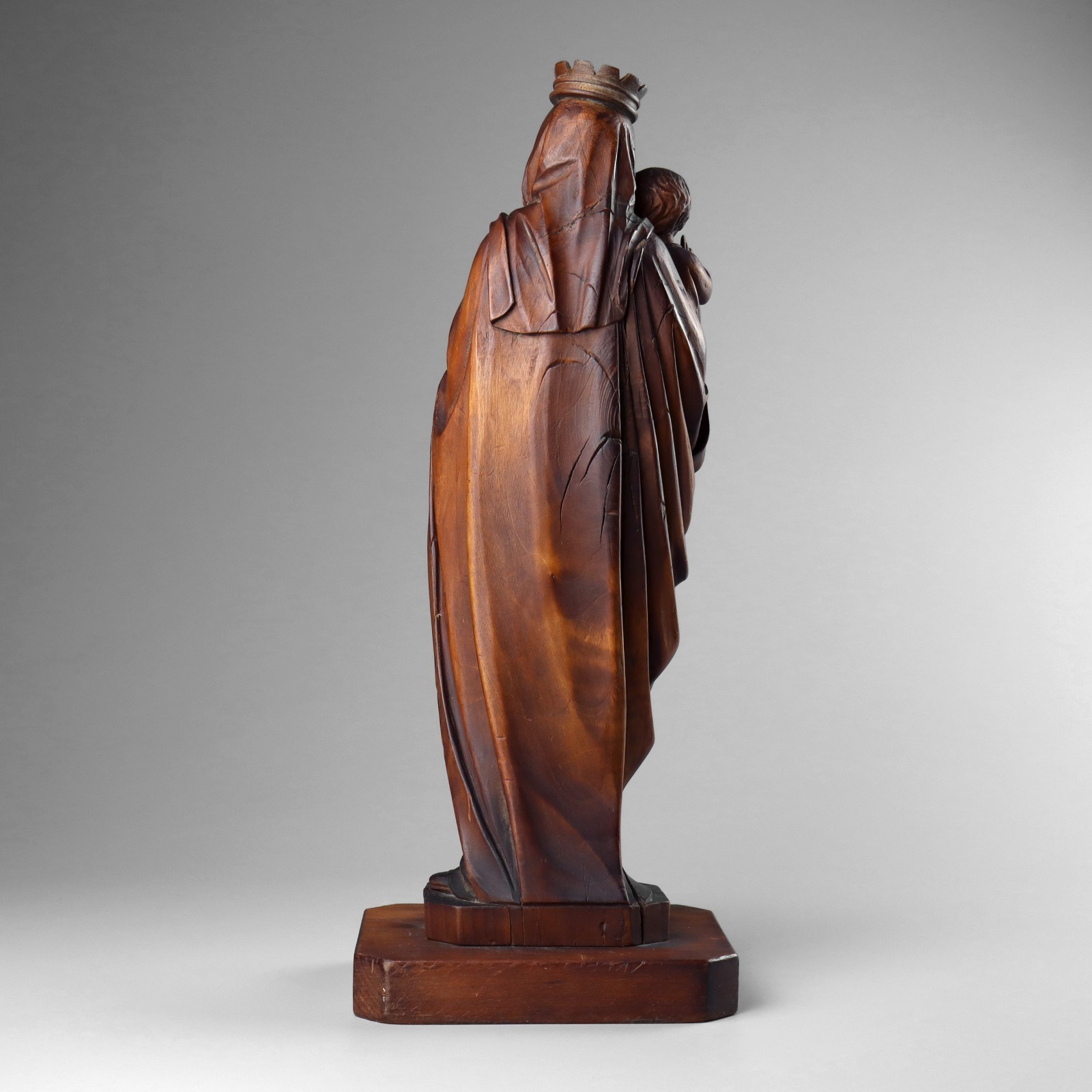 Antique 19th Century Carved Wood Virgin Mary Madonna & Child Statue Sculpture