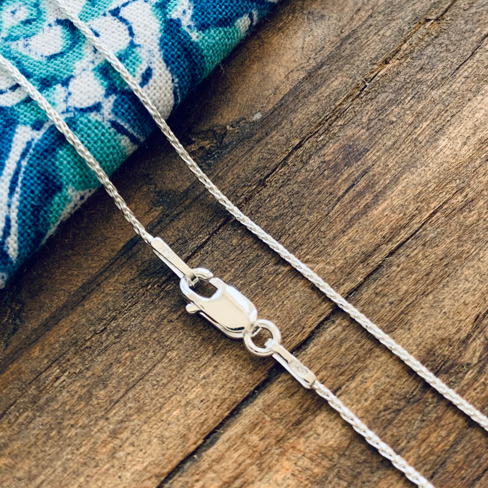 Real Solid 925 Sterling Silver Diamond Cut Wheat Spiga Rope Chain Necklace Italy