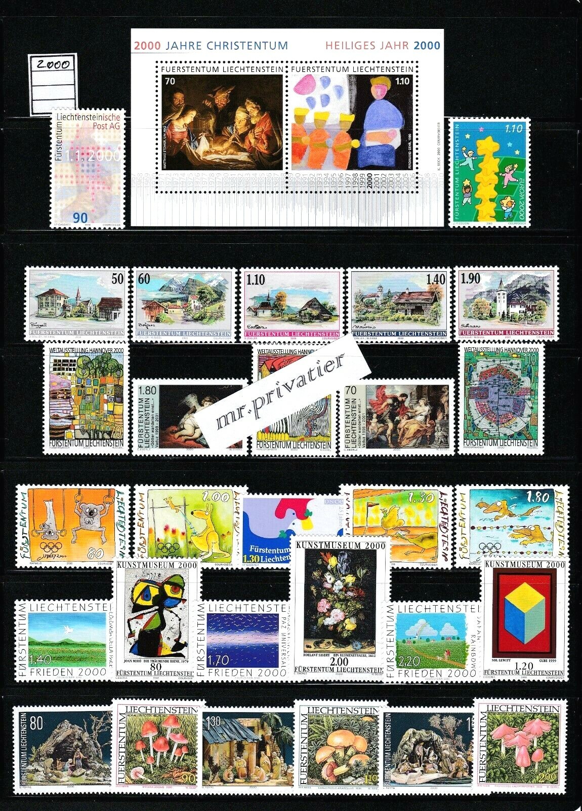 LIECHTENSTEIN 2000 - Complete Year.  MNH.  €97