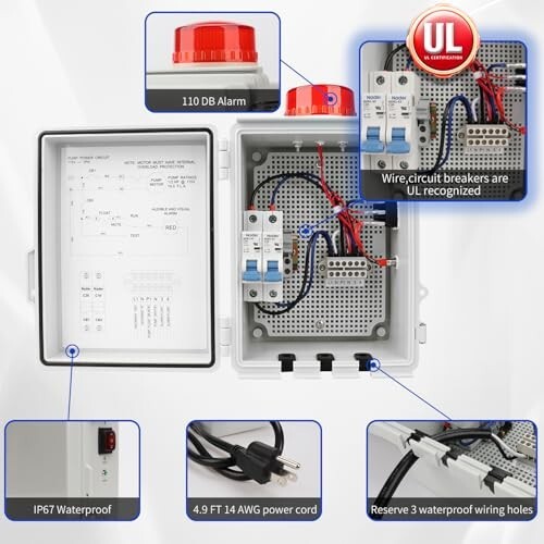 Septic Control Panel with Alarm and Pump Circuit Breaker