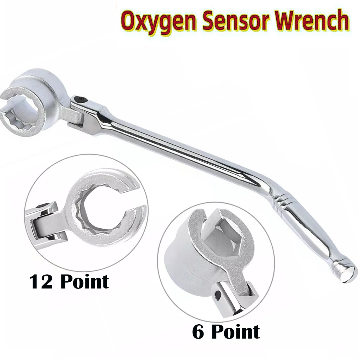 Double Sided Flexible O2 Sensor Wrench, 6 and 12 Point Socket Head 7/8" (22mm)